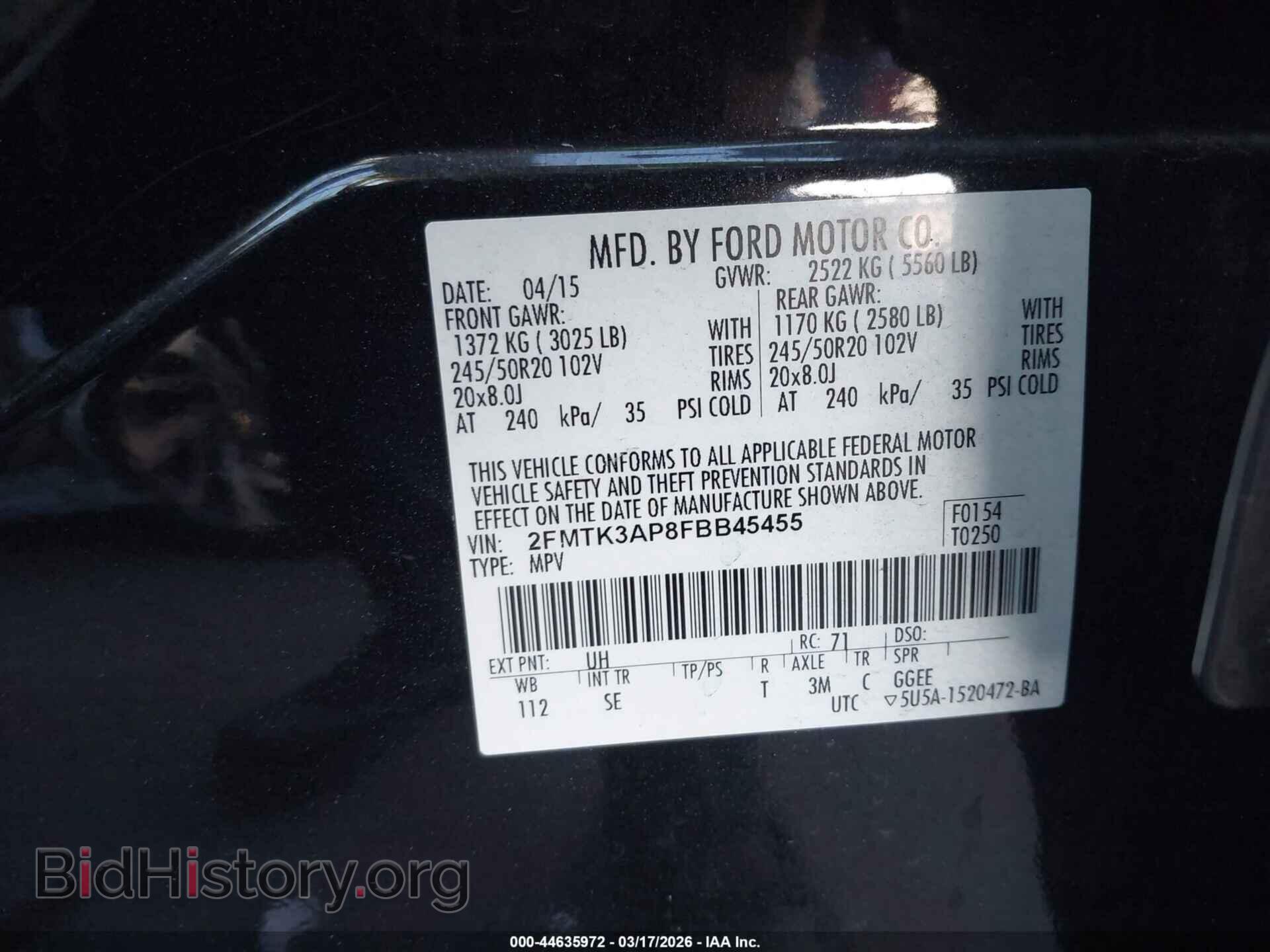 2015 FORD EDGE - VIN: 2FMTK3AP8FBB45455 - Фото 9