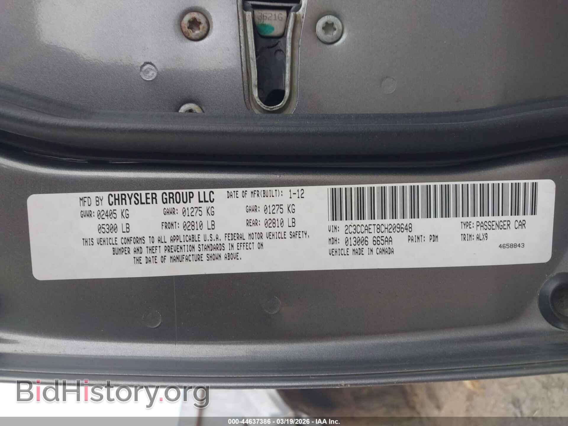 2012 CHRYSLER 300C - VIN: 2C3CCAET8CH209648 - Фото 9