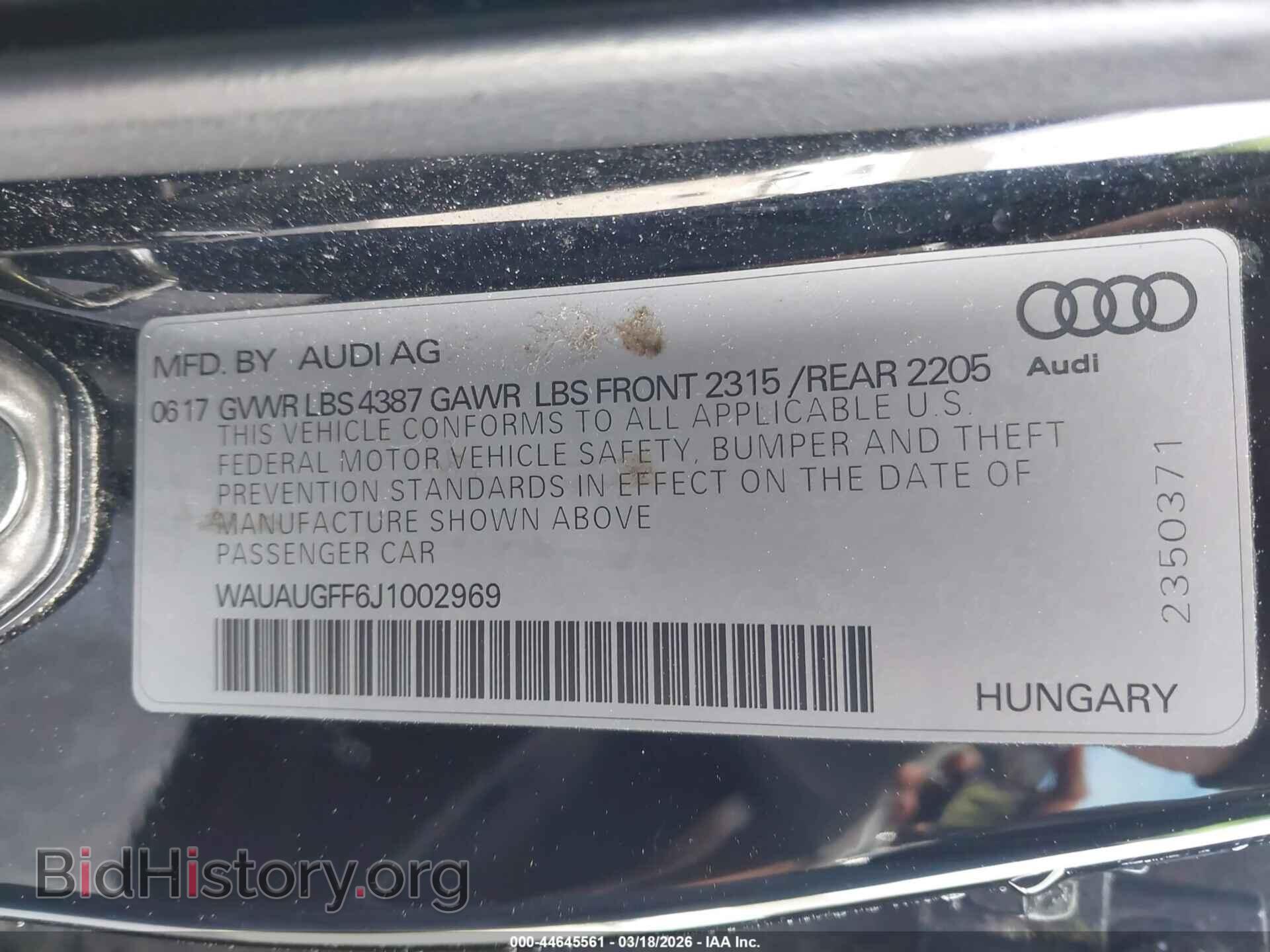 2018 AUDI A3 - VIN: WAUAUGFF6J1002969 - Фото 9