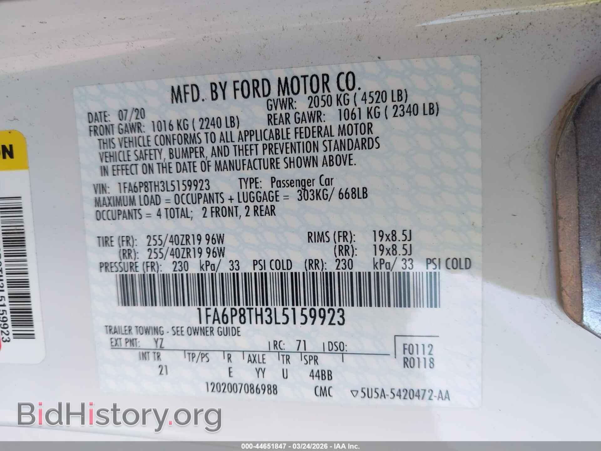 2020 FORD MUSTANG - VIN: 1FA6P8TH3L5159923 - Photo 9