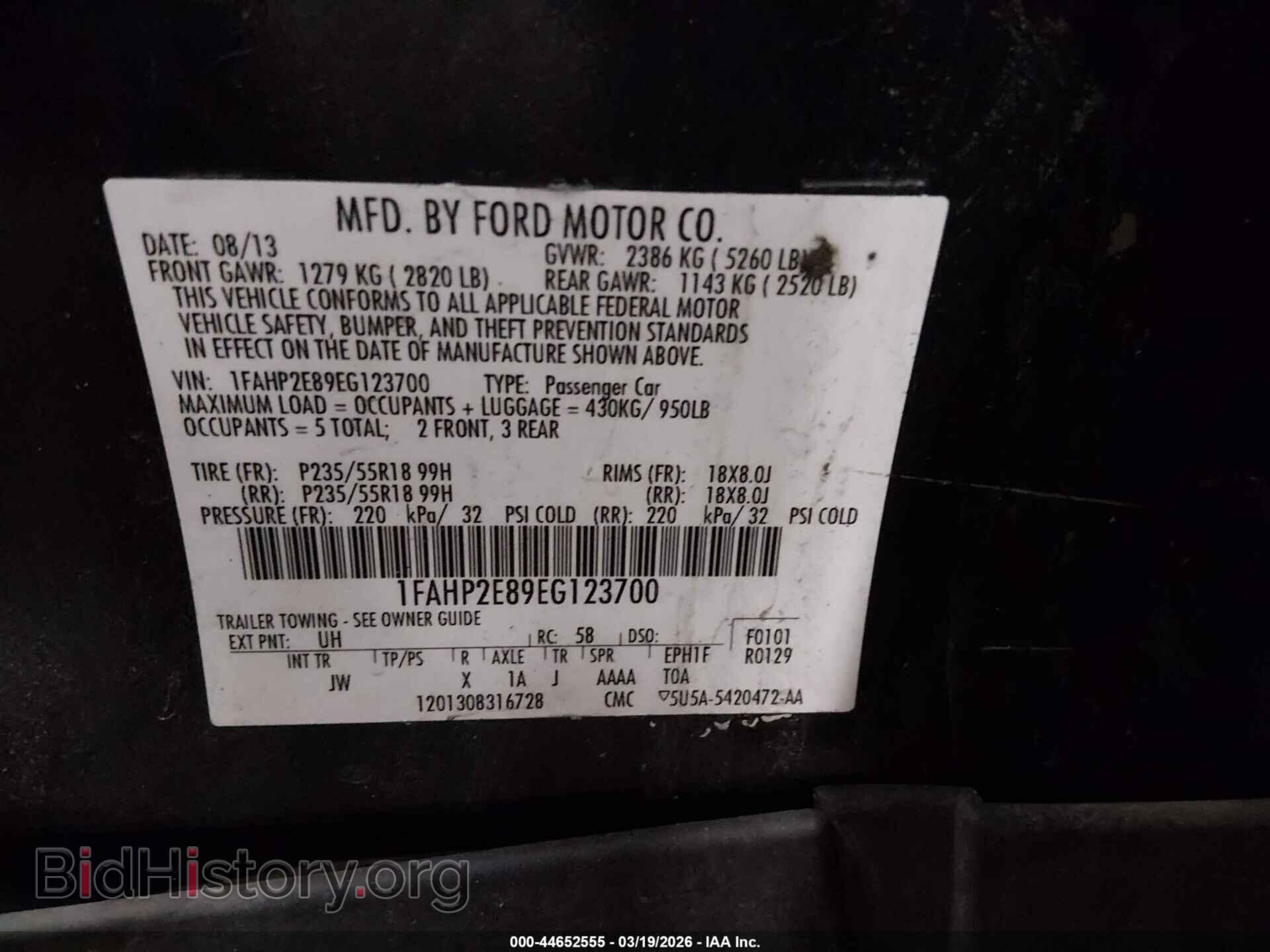 2014 FORD TAURUS - VIN: 1FAHP2E89EG123700 - Фото 9