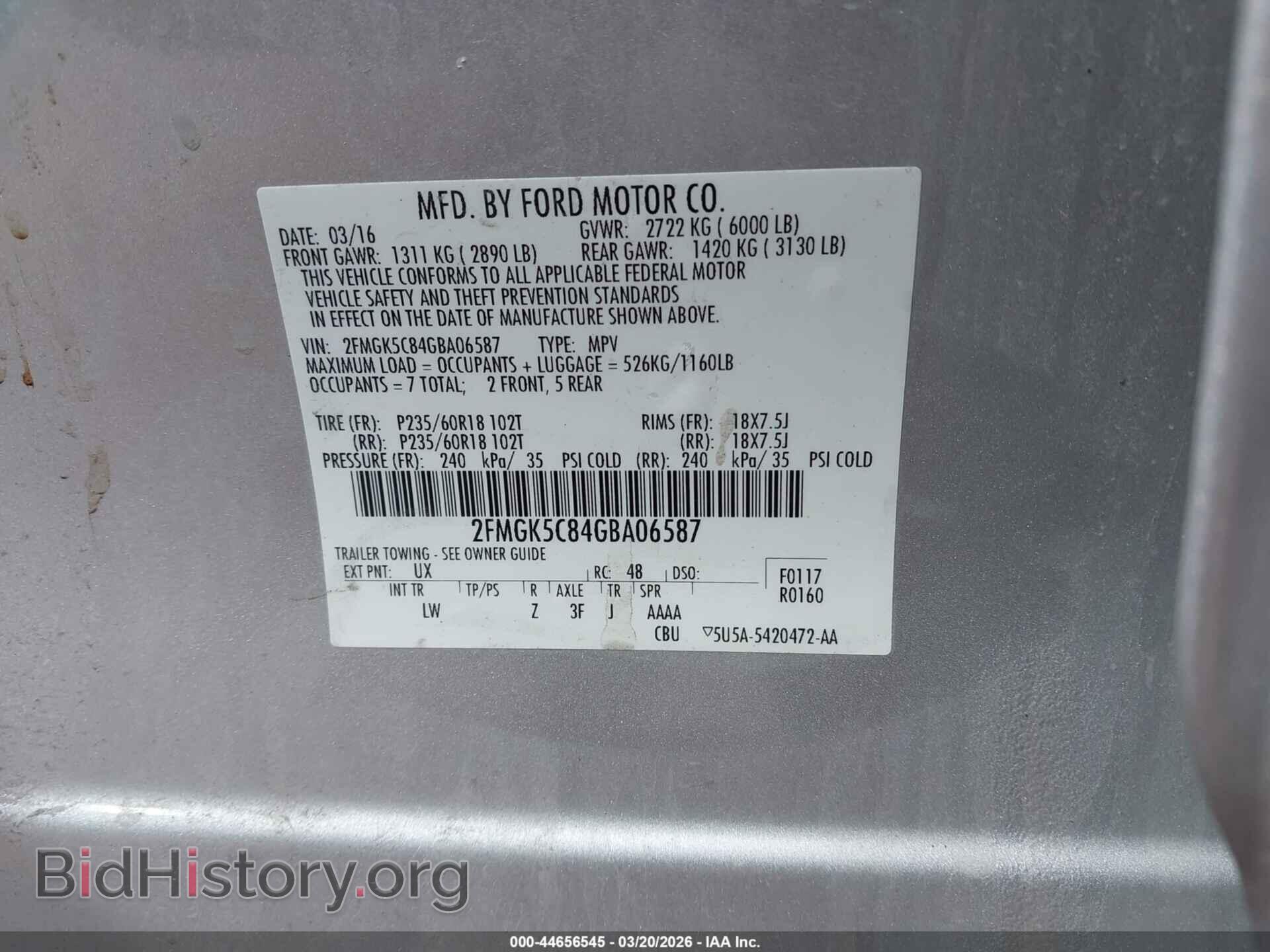 2016 FORD FLEX - VIN: 2FMGK5C84GBA06587 - Photo 9