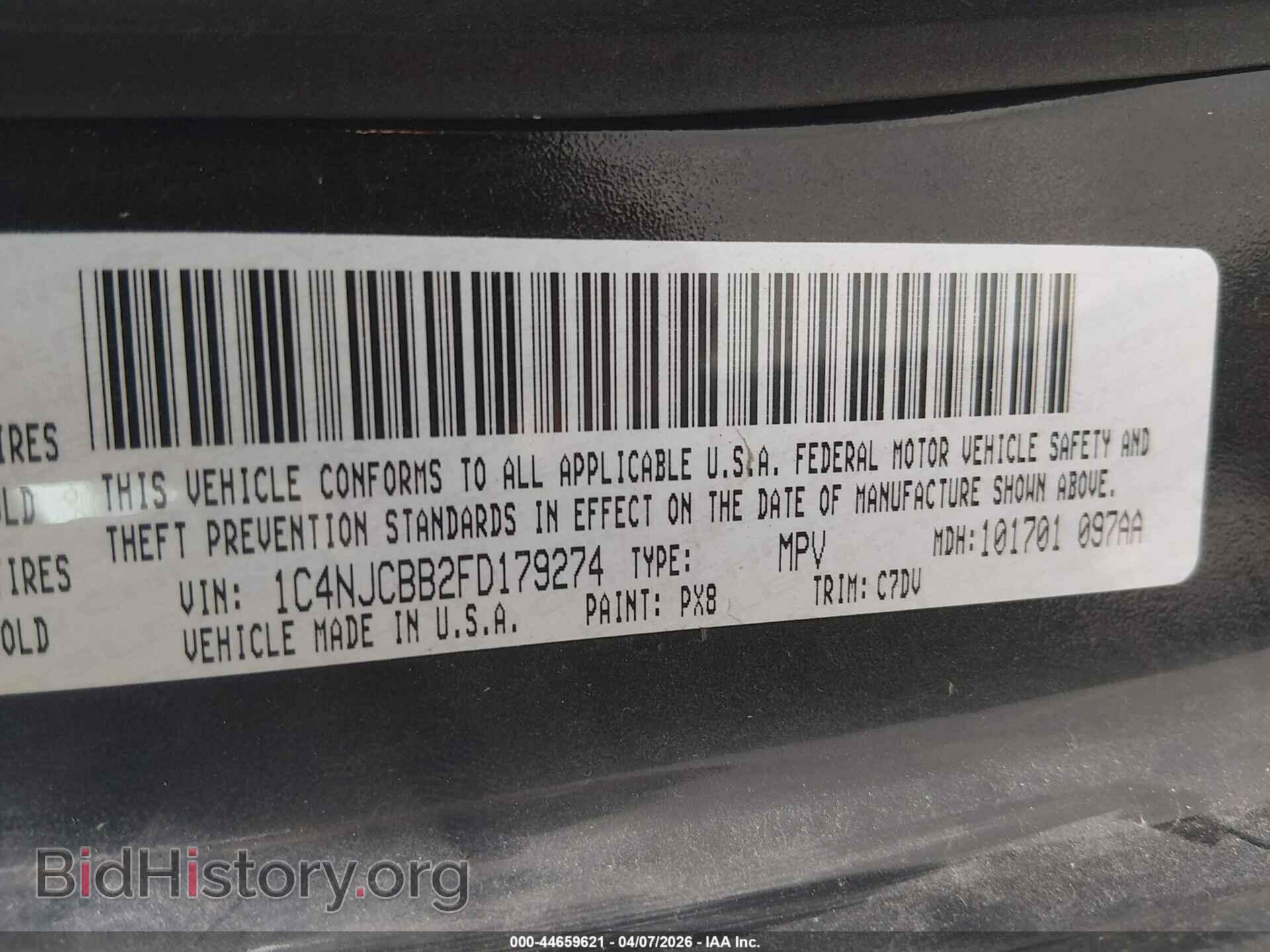 2015 JEEP COMPASS - VIN: 1C4NJCBB2FD179274 - Фото 9