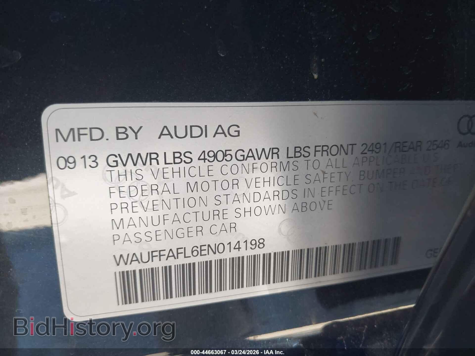 2014 AUDI A4 - VIN: WAUFFAFL6EN014198 - Фото 9