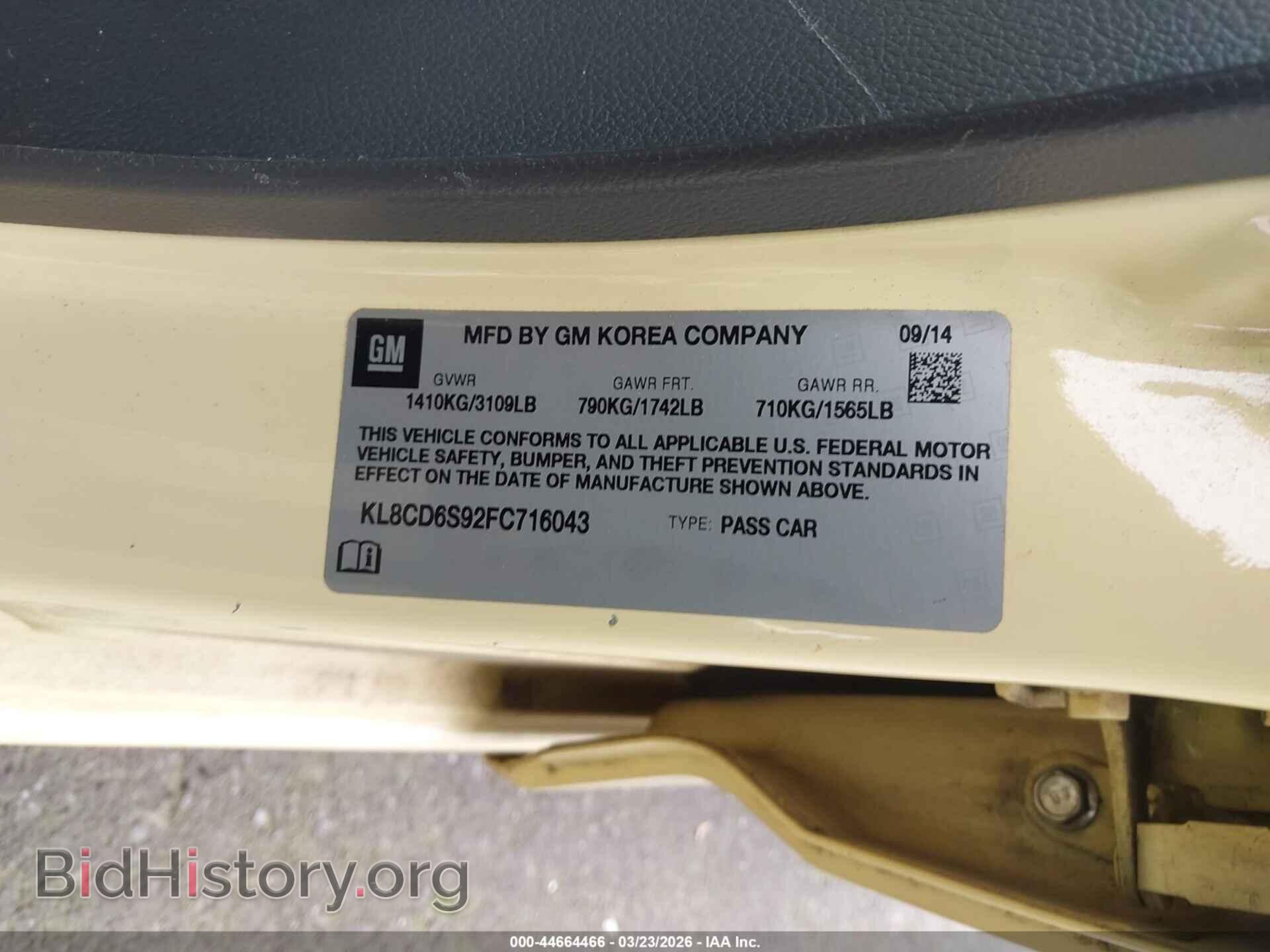 2015 CHEVROLET SPARK - VIN: KL8CD6S92FC716043 - Photo 9