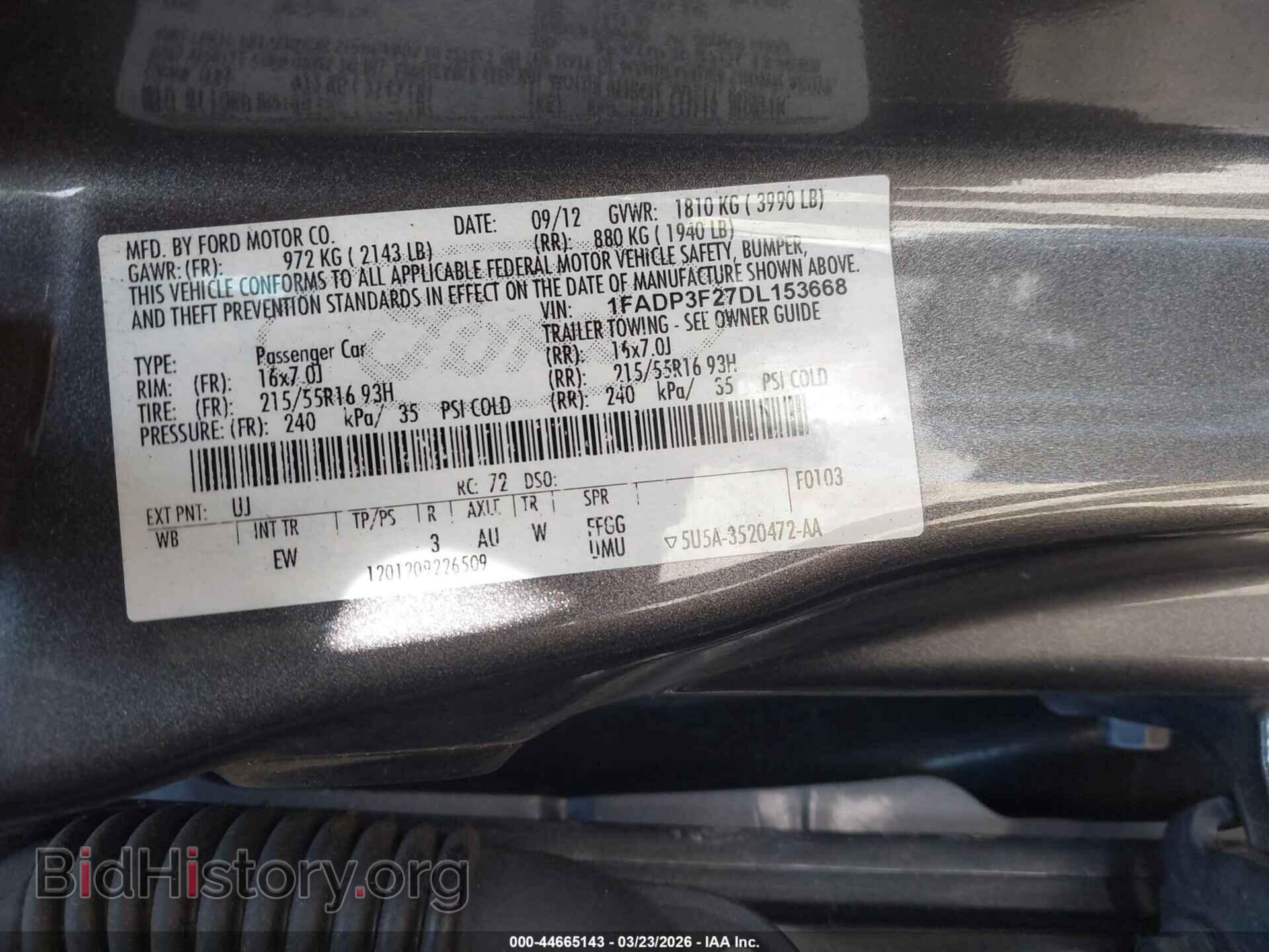 2013 FORD FOCUS - VIN: 1FADP3F27DL153668 - Фото 9