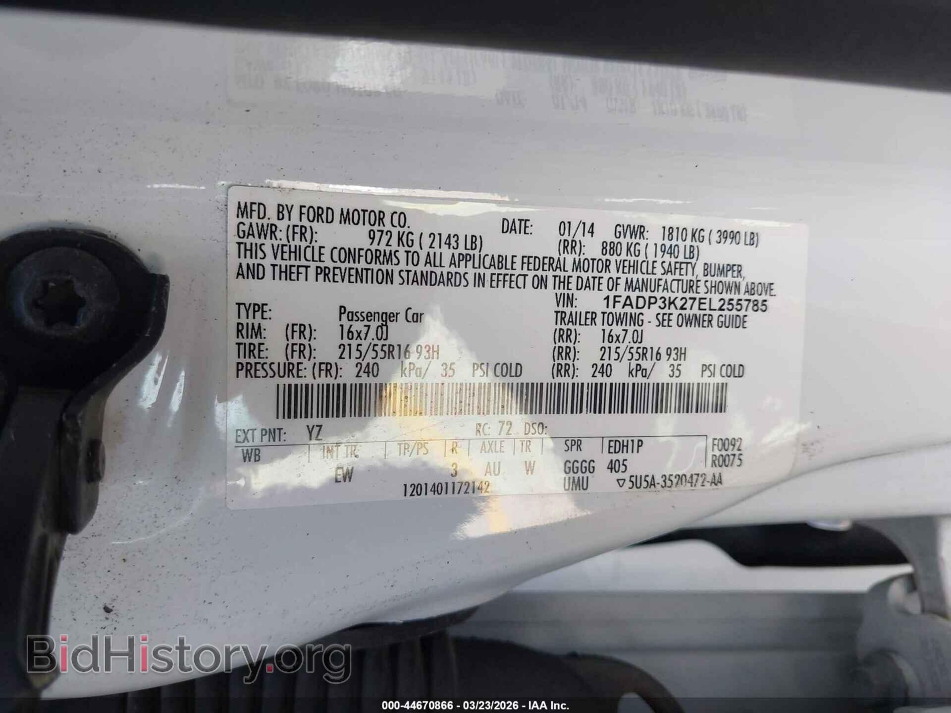 2014 FORD FOCUS - VIN: 1FADP3K27EL255785 - Фото 9