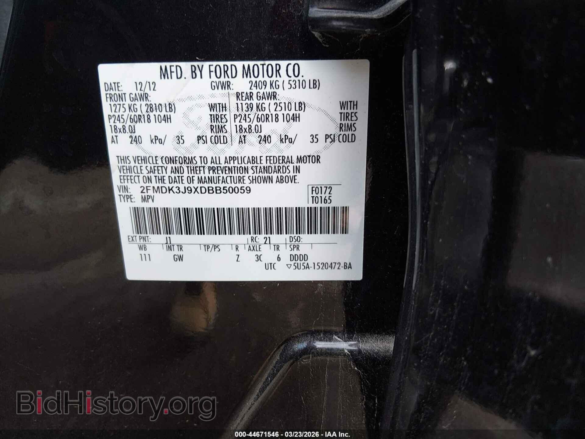 2013 FORD EDGE - VIN: 2FMDK3J9XDBB50059 - Photo 9