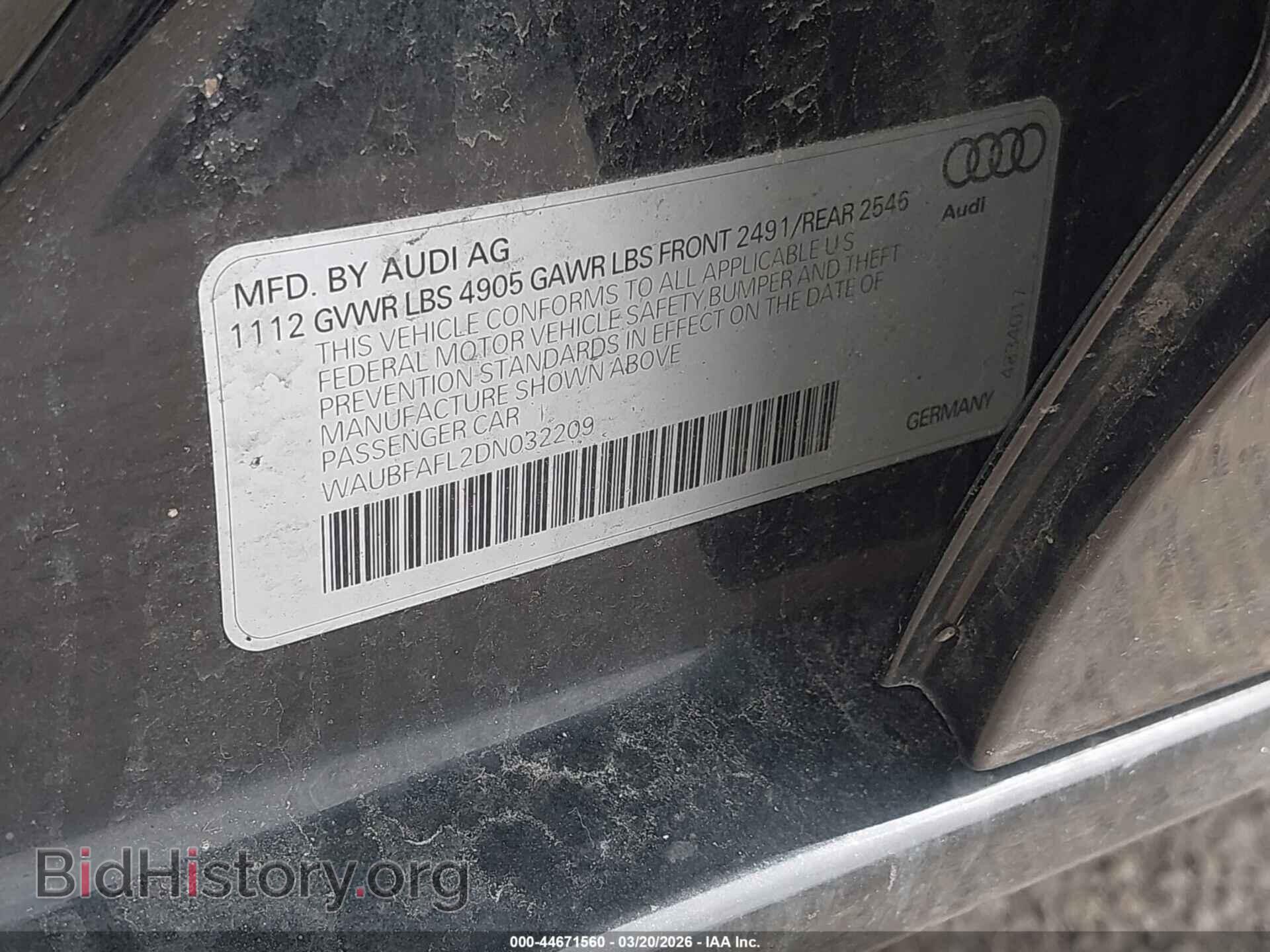 2013 AUDI A4 - VIN: WAUBFAFL2DN032209 - Фото 9