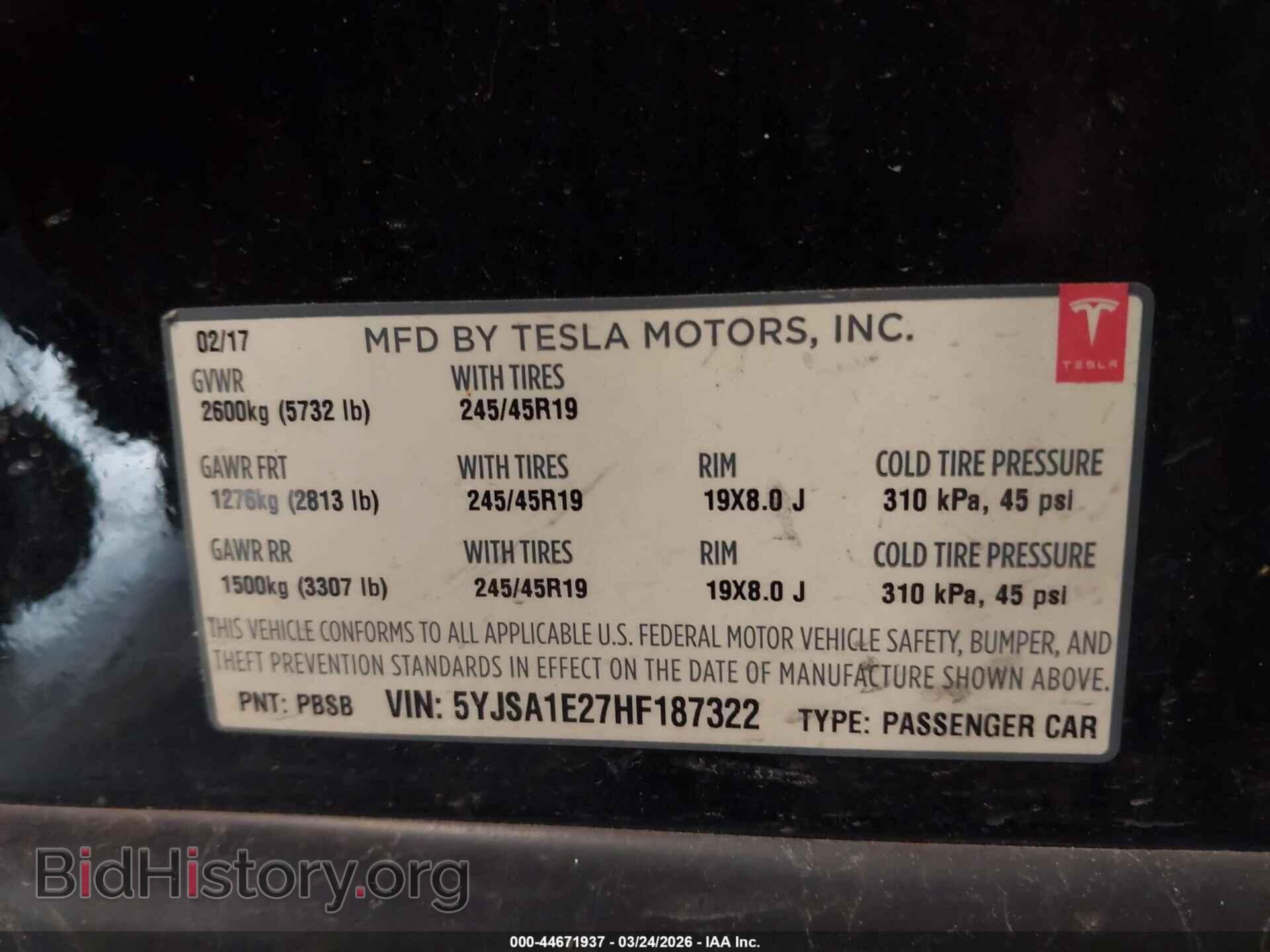 2017 TESLA MODEL S - VIN: 5YJSA1E27HF187322 - Photo 9