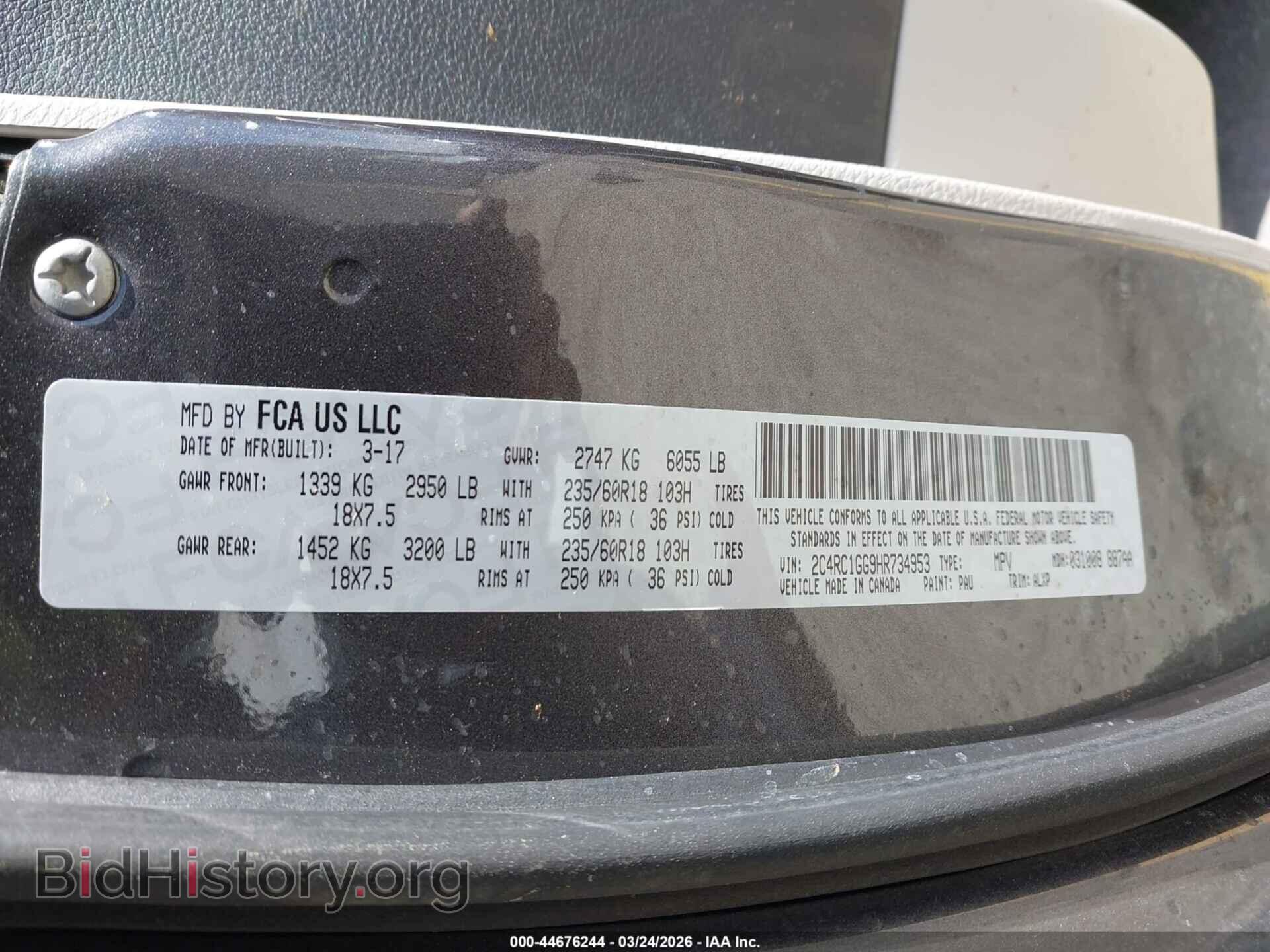 2017 CHRYSLER PACIFICA - VIN: 2C4RC1GG9HR734953 - Photo 9