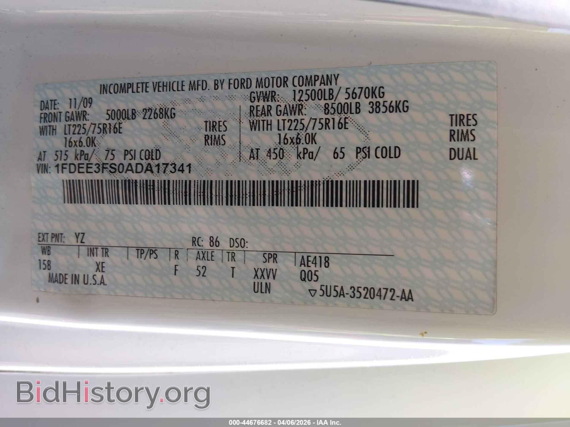 2010 FORD E-350 CUTAWAY - VIN: 1FDEE3FS0ADA17341 - Photo 8
