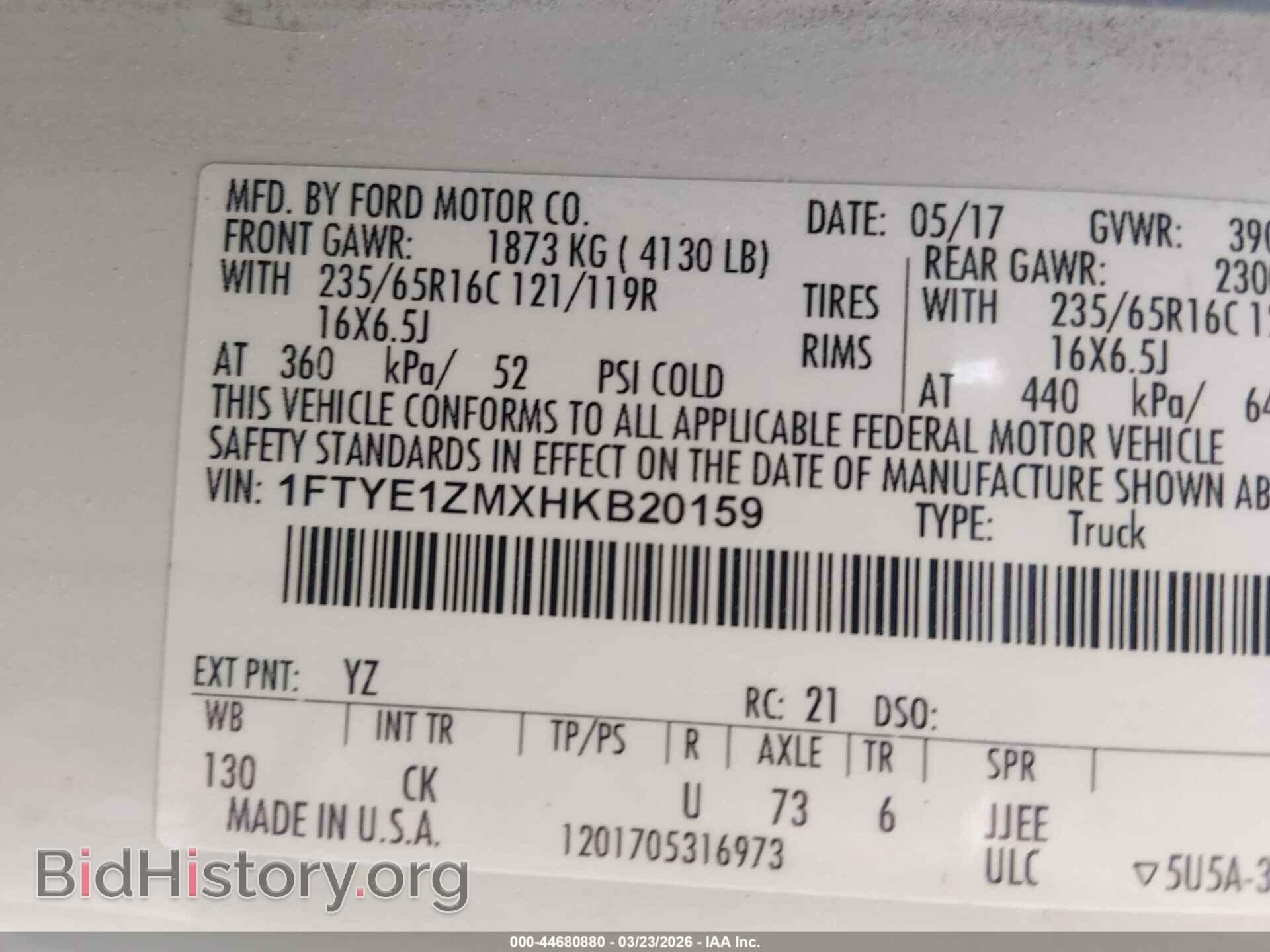 2017 FORD TRANSIT-150 - VIN: 1FTYE1ZMXHKB20159 - Фото 9