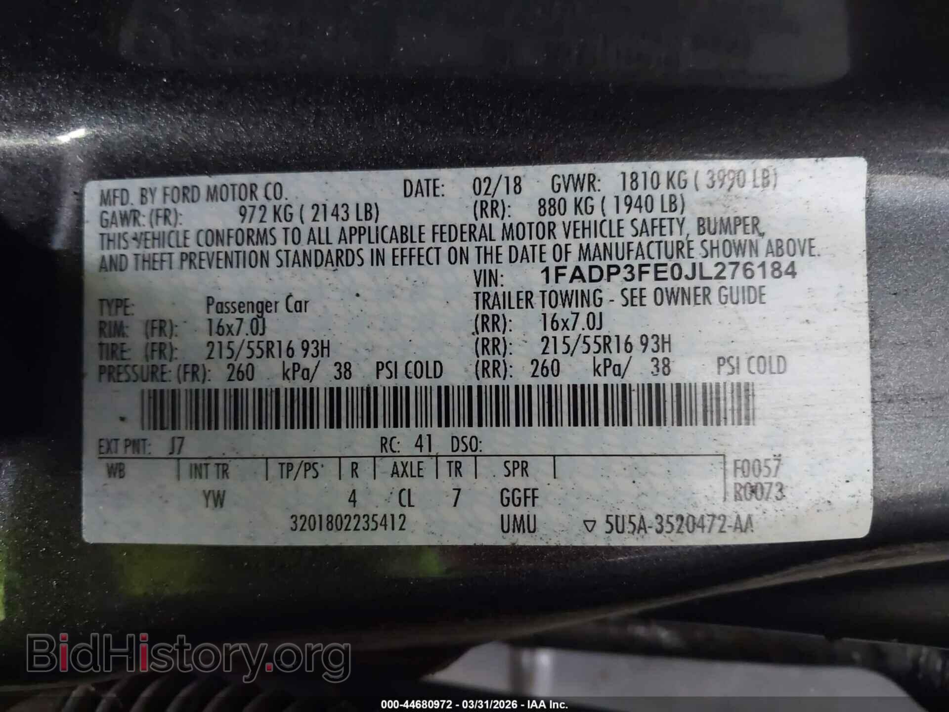 2018 FORD FOCUS - VIN: 1FADP3FE0JL276184 - Фото 9