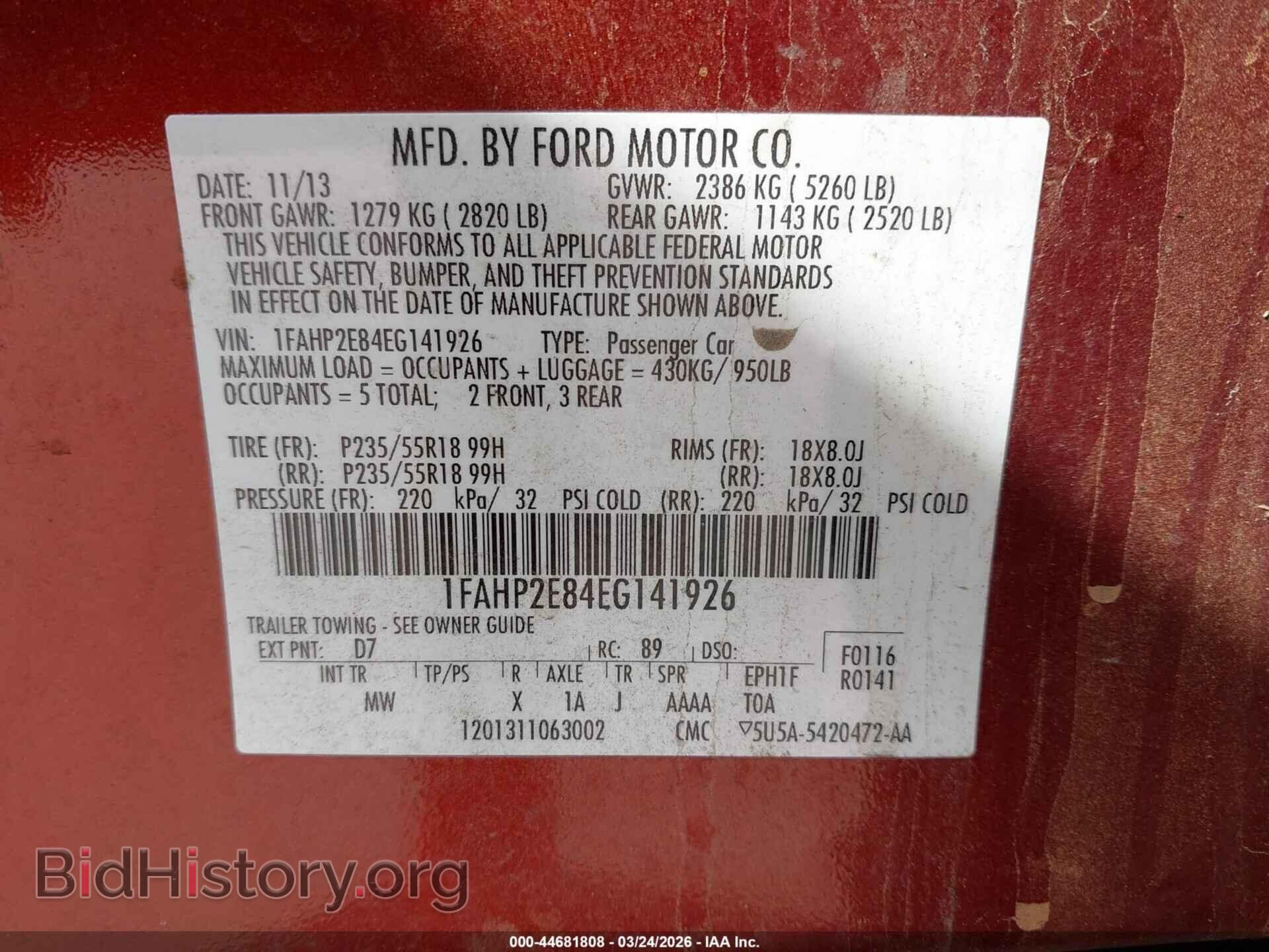 2014 FORD TAURUS - VIN: 1FAHP2E84EG141926 - Photo 9