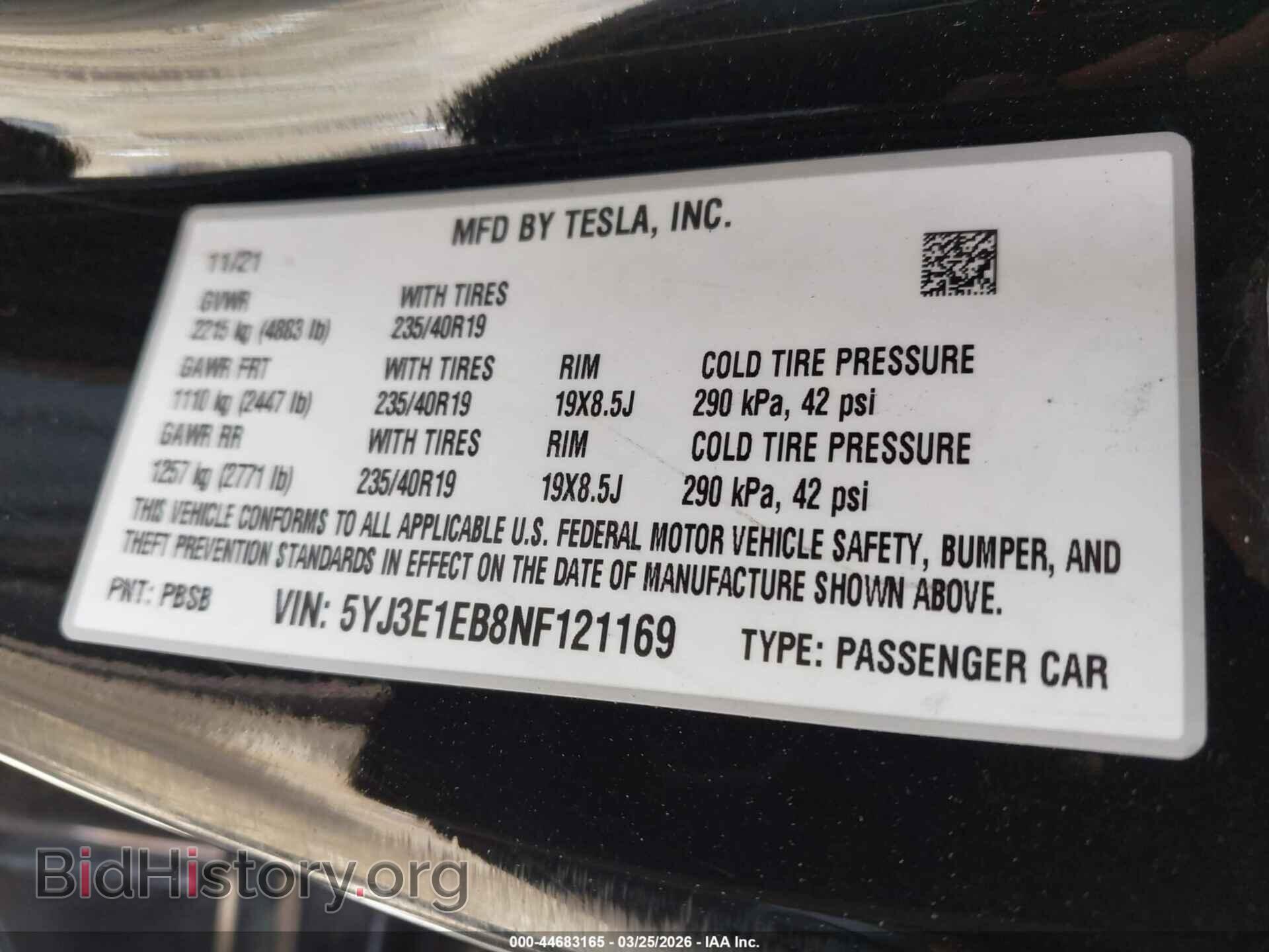 2022 TESLA MODEL 3 - VIN: 5YJ3E1EB8NF121169 - Фото 9