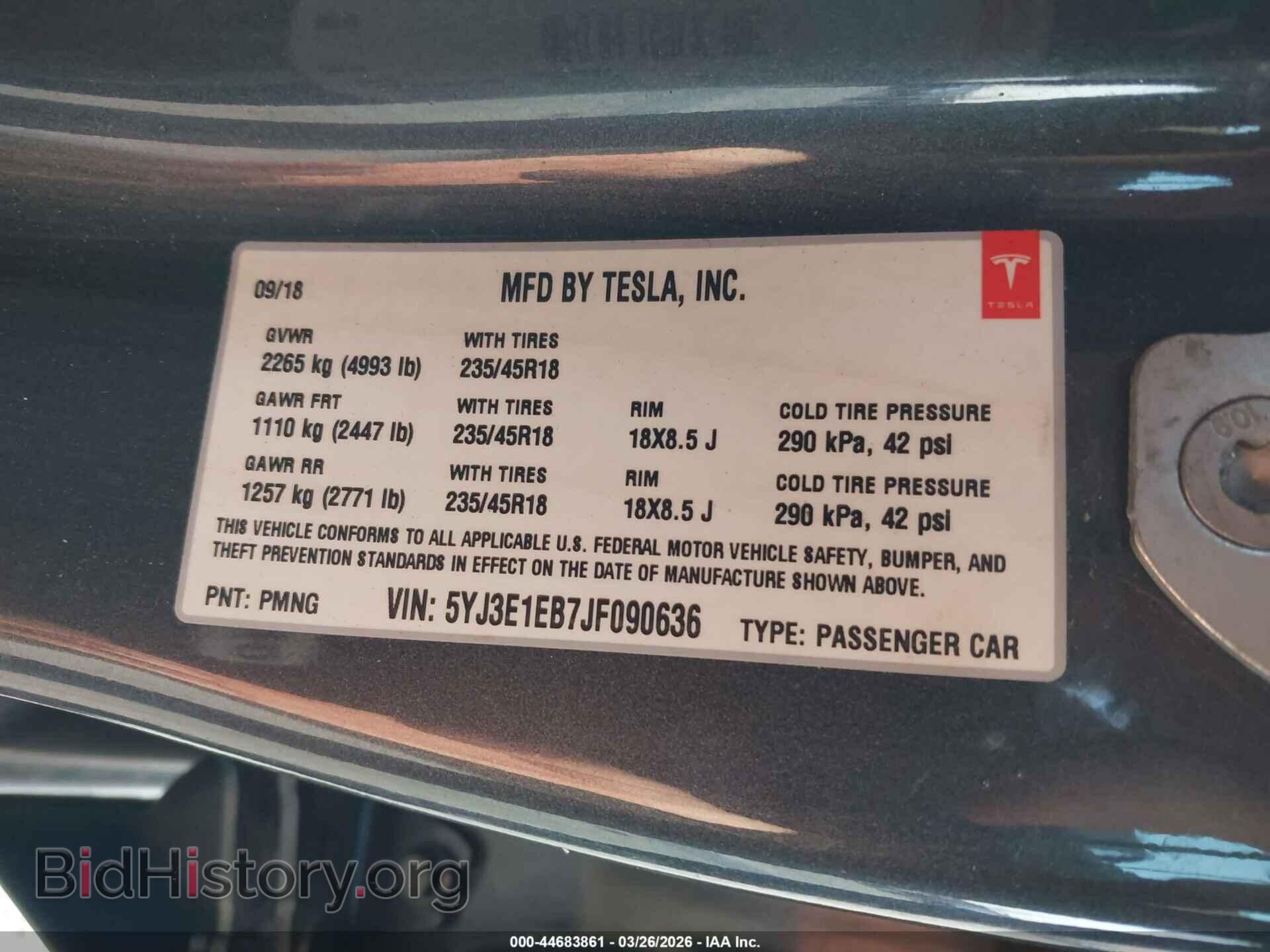 2018 TESLA MODEL 3 - VIN: 5YJ3E1EB7JF090636 - Photo 9