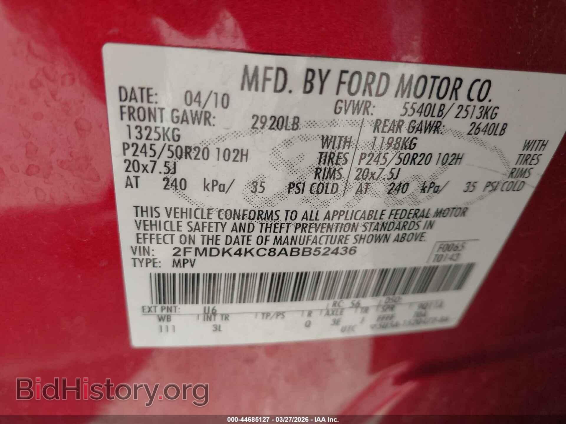 2010 FORD EDGE - VIN: 2FMDK4KC8ABB52436 - Photo 9