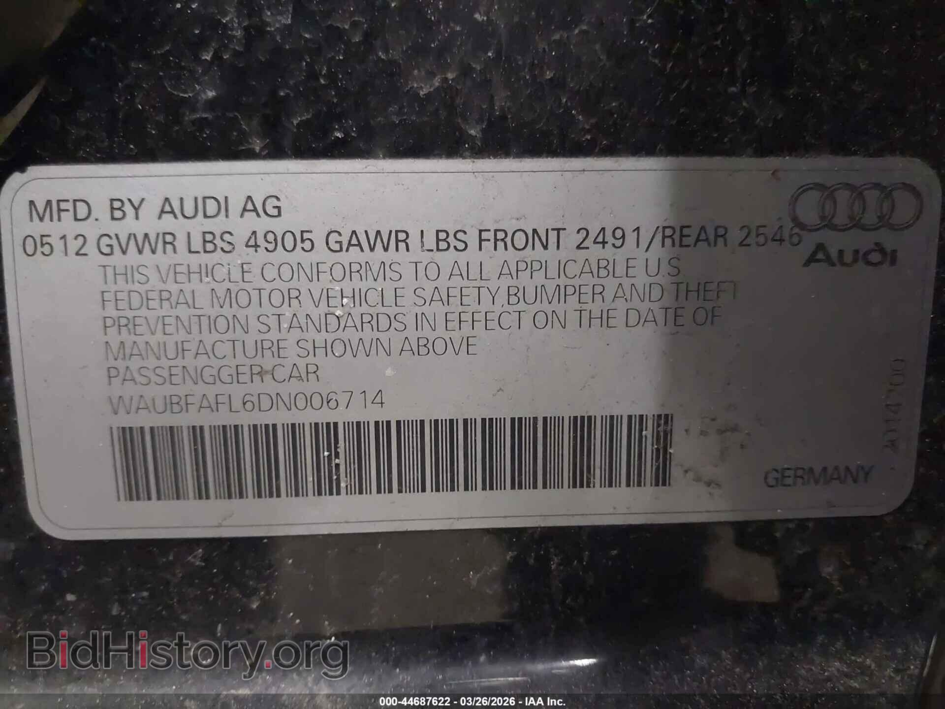 2013 AUDI A4 - VIN: WAUBFAFL6DN006714 - Фото 9