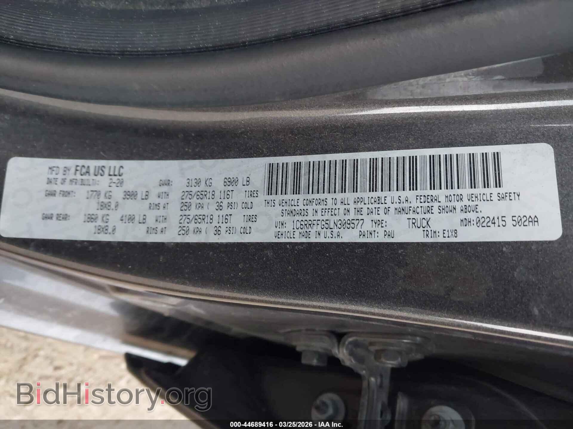 2020 RAM 1500 - VIN: 1C6RRFFG5LN309577 - Фото 9