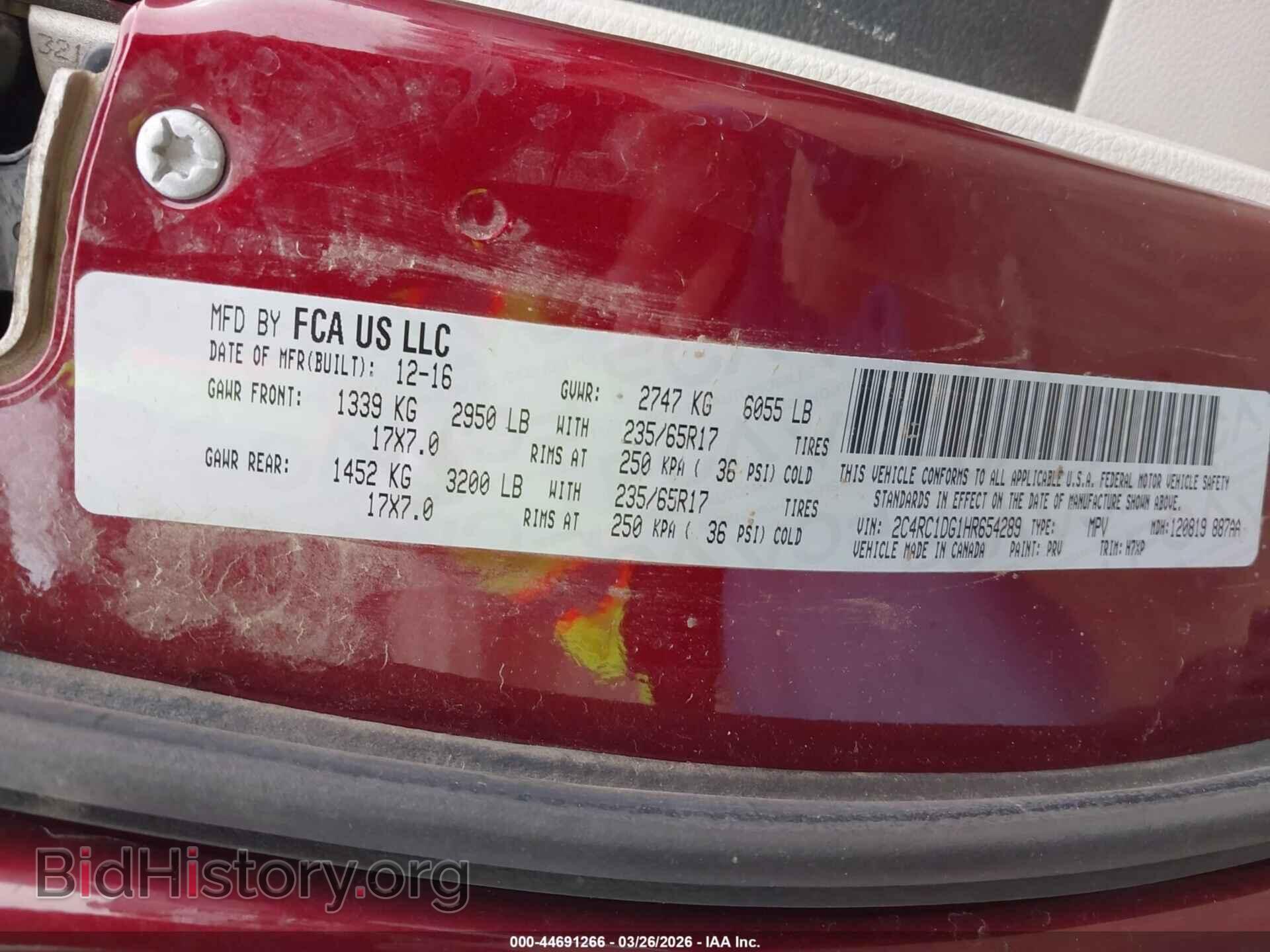 2017 CHRYSLER PACIFICA - VIN: 2C4RC1DG1HR654289 - Фото 9