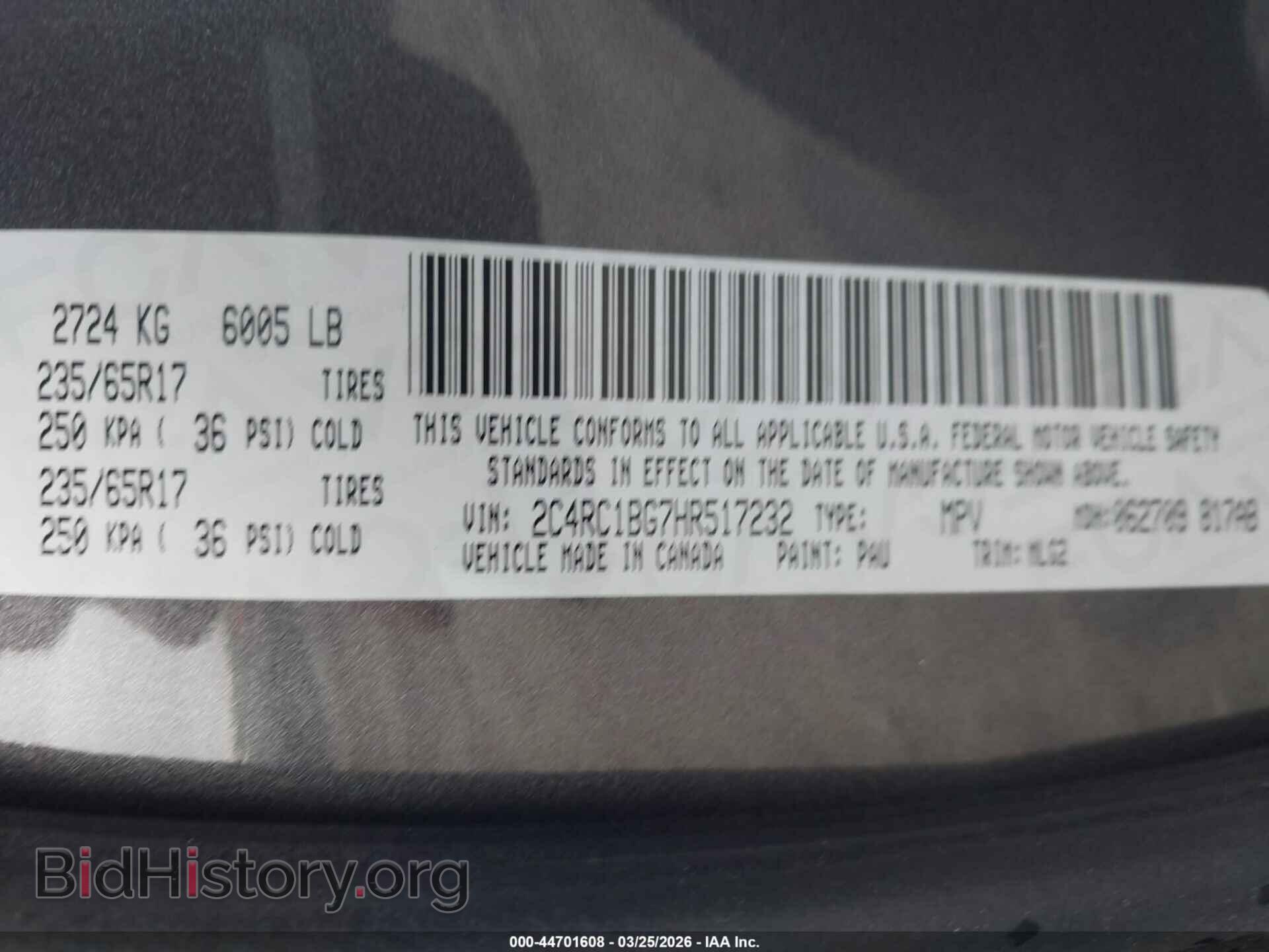 2017 CHRYSLER PACIFICA - VIN: 2C4RC1BG7HR517232 - Фото 9