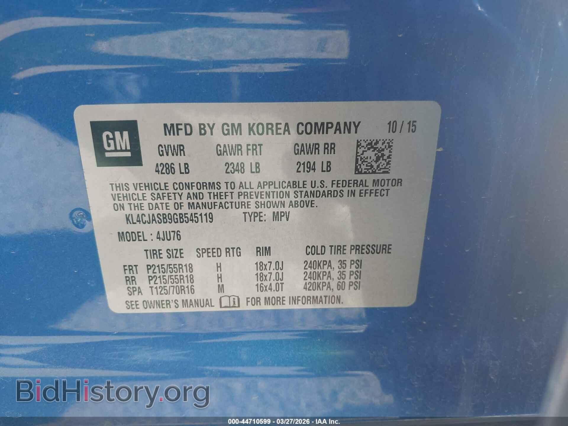 2016 BUICK ENCORE - VIN: KL4CJASB9GB545119 - Photo 9