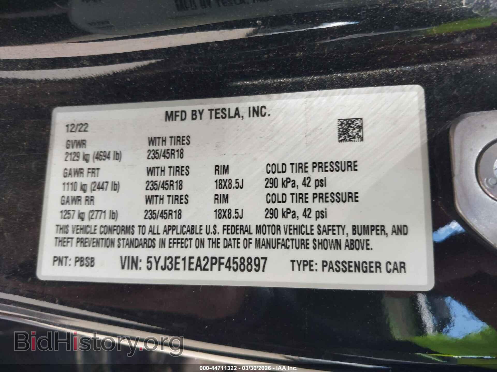 2023 TESLA MODEL 3 - VIN: 5YJ3E1EA2PF458897 - Фото 9