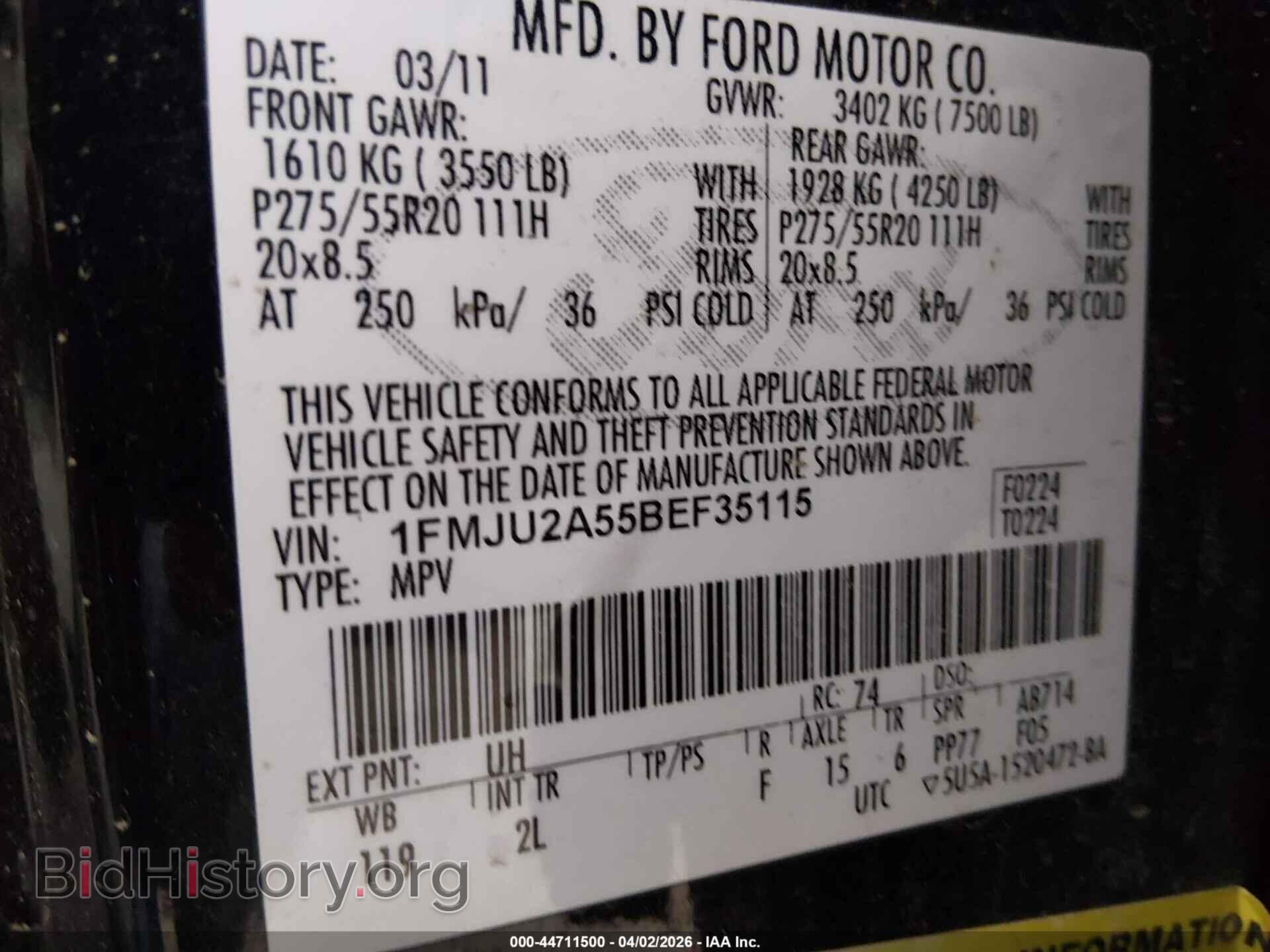 2011 FORD EXPEDITION - VIN: 1FMJU2A55BEF35115 - Фото 9