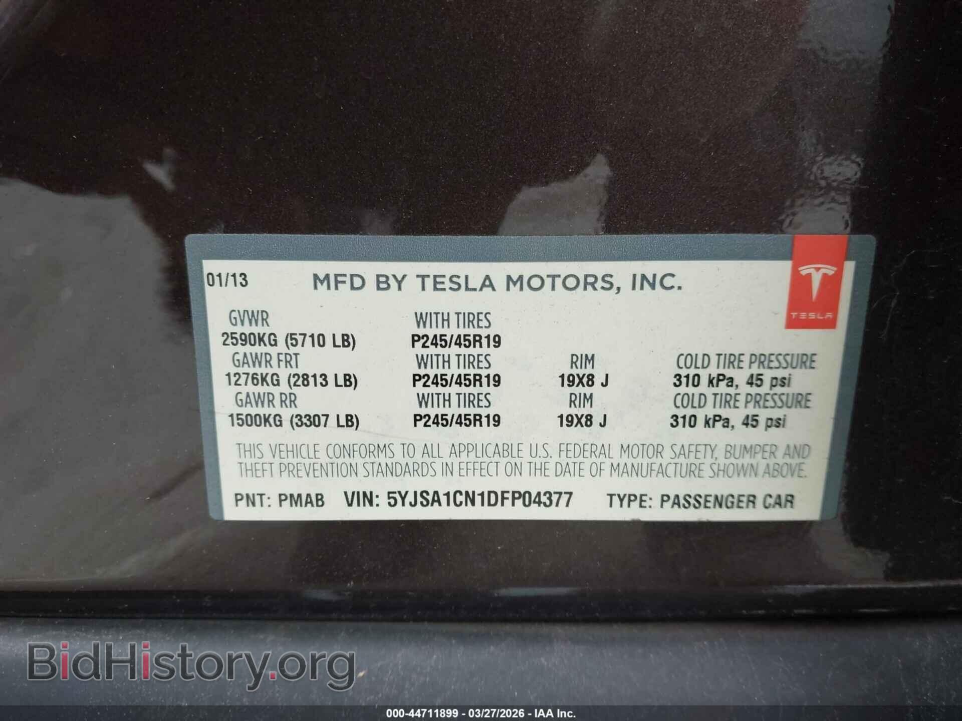 2013 TESLA MODEL S - VIN: 5YJSA1CN1DFP04377 - Photo 9