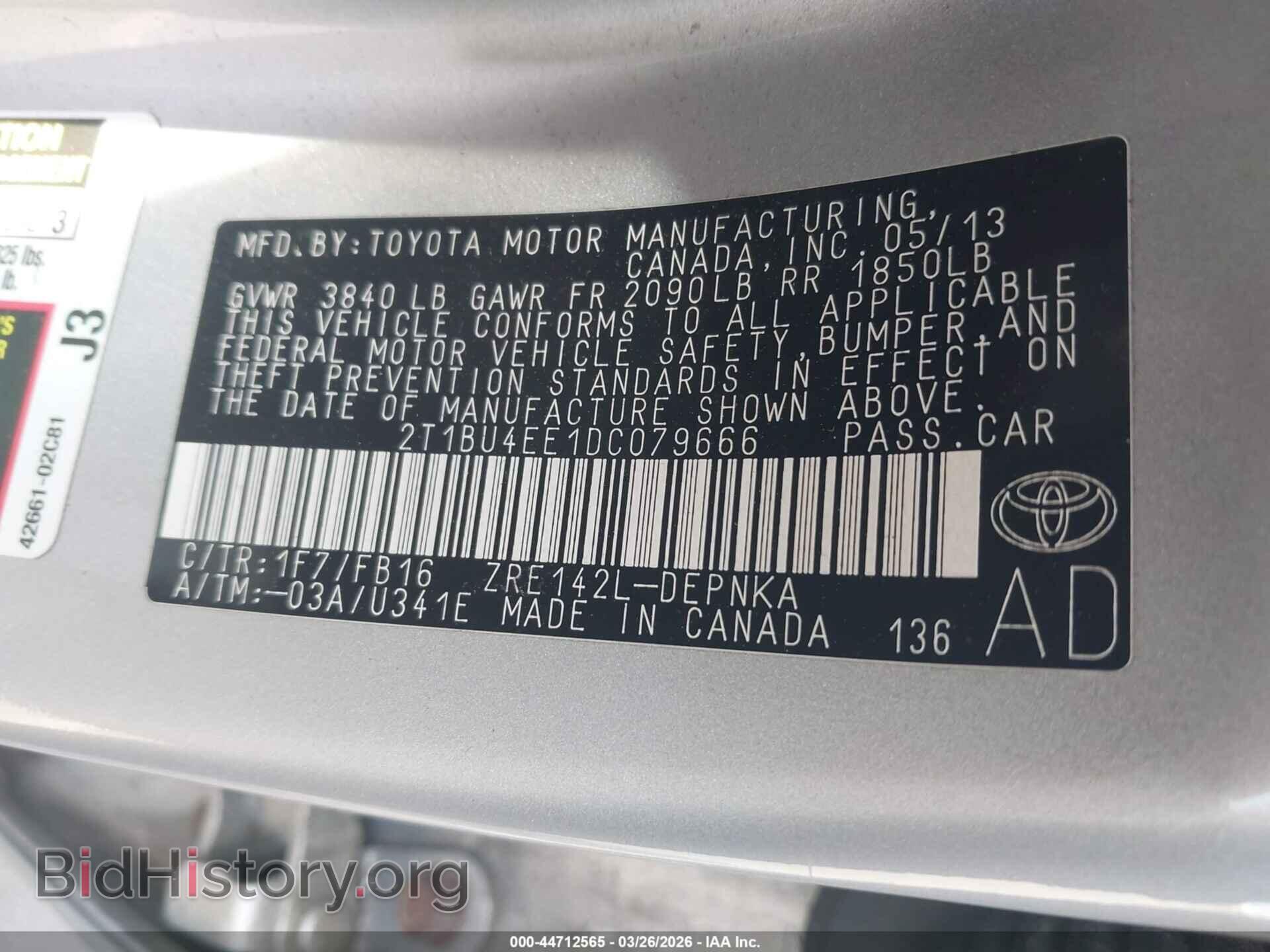2013 TOYOTA COROLLA - VIN: 2T1BU4EE1DC079666 - Фото 9