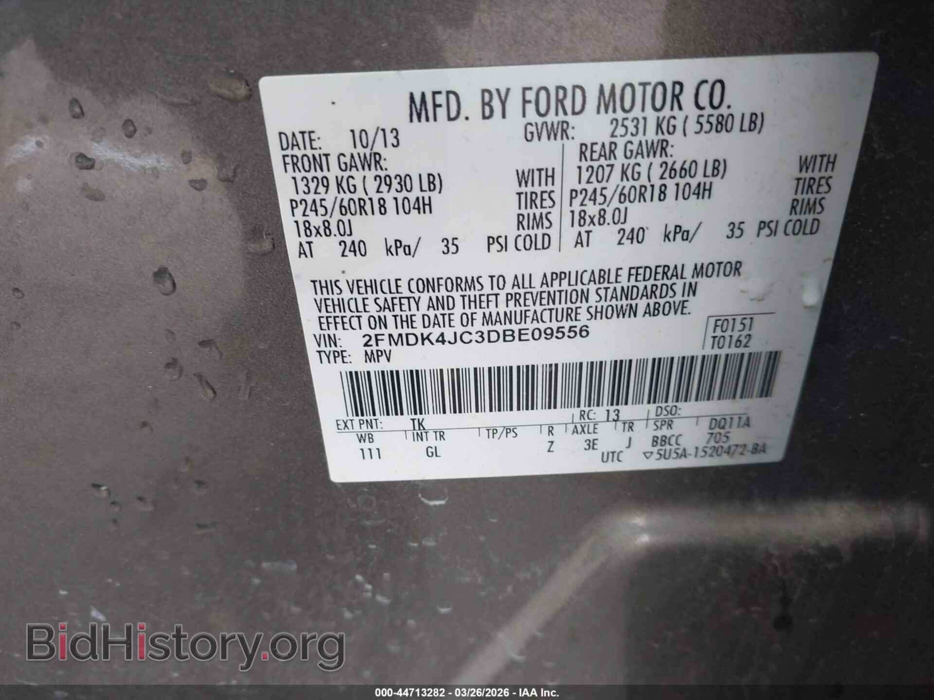 2013 FORD EDGE - VIN: 2FMDK4JC3DBE09556 - Photo 9