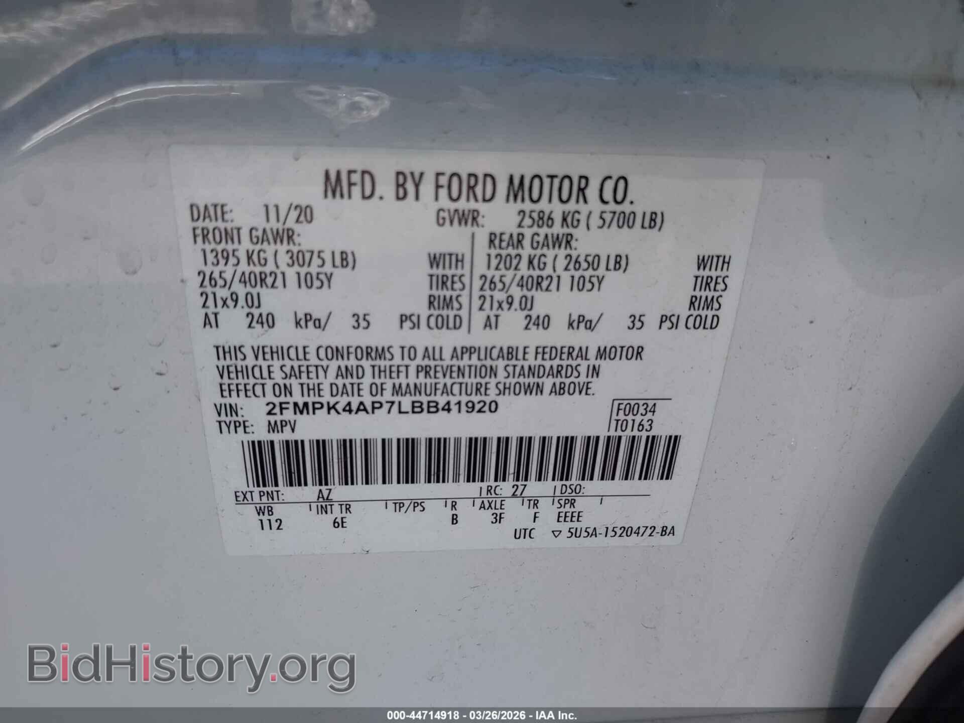 2020 FORD EDGE - VIN: 2FMPK4AP7LBB41920 - Photo 9