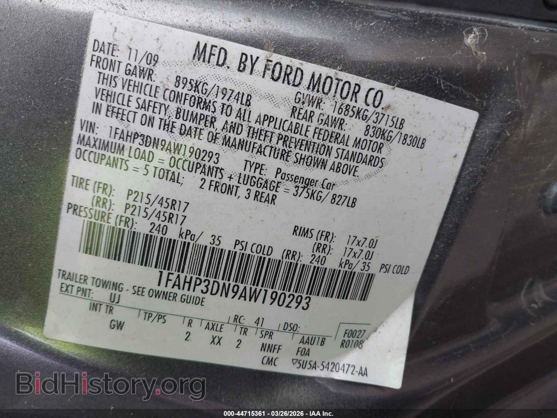2010 FORD FOCUS - VIN: 1FAHP3DN9AW190293 - Photo 9