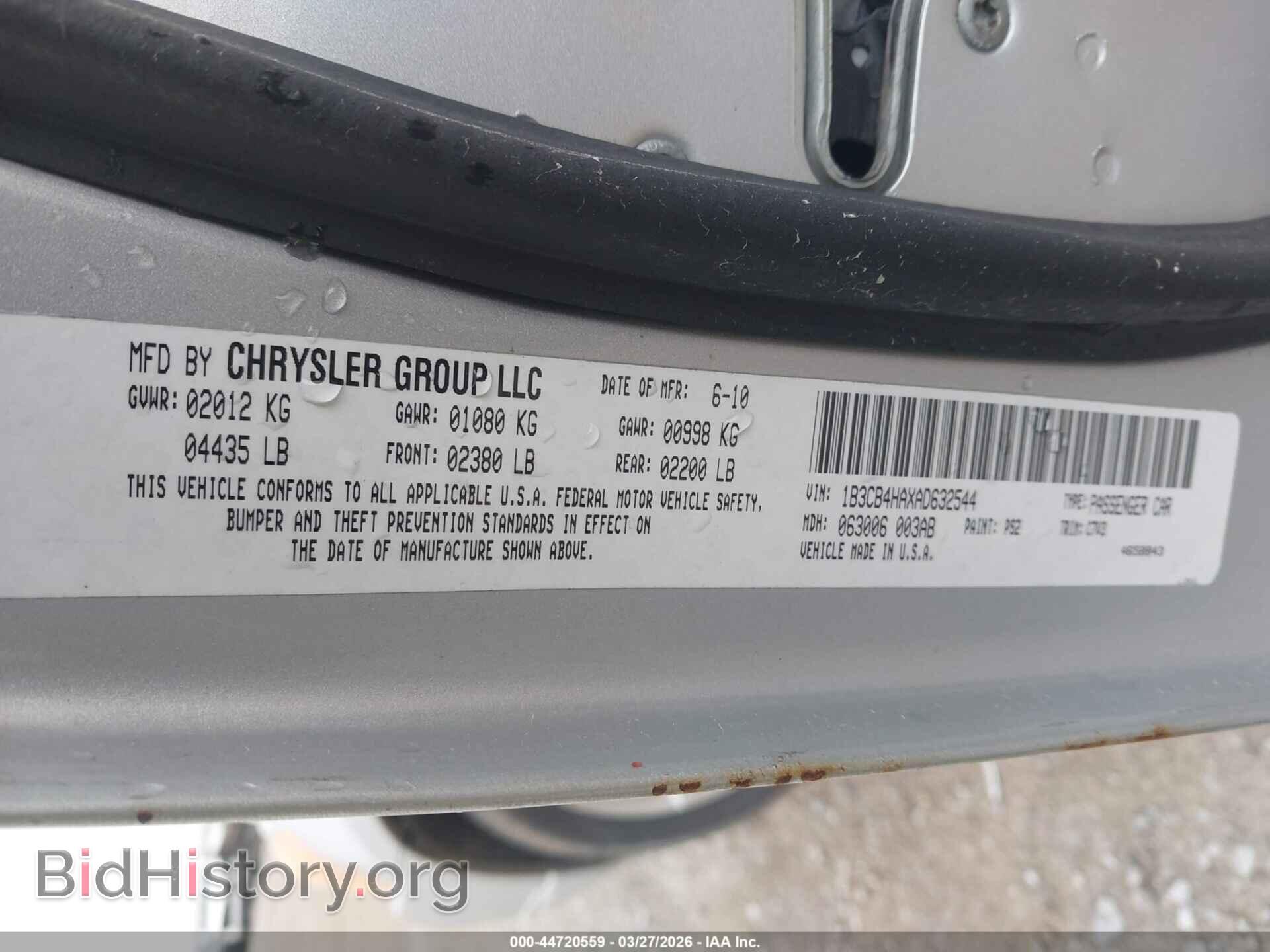 2010 DODGE CALIBER - VIN: 1B3CB4HAXAD632544 - Photo 9