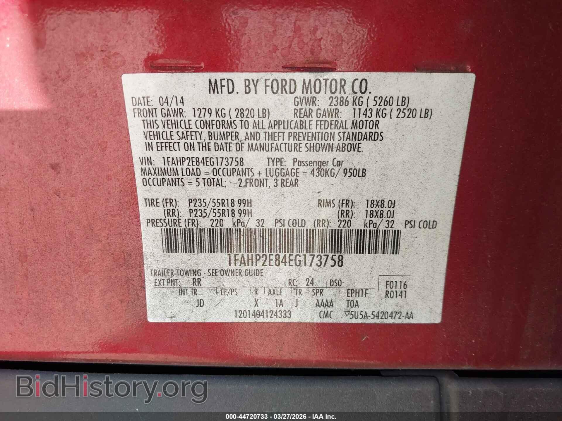 2014 FORD TAURUS - VIN: 1FAHP2E84EG173758 - Photo 9
