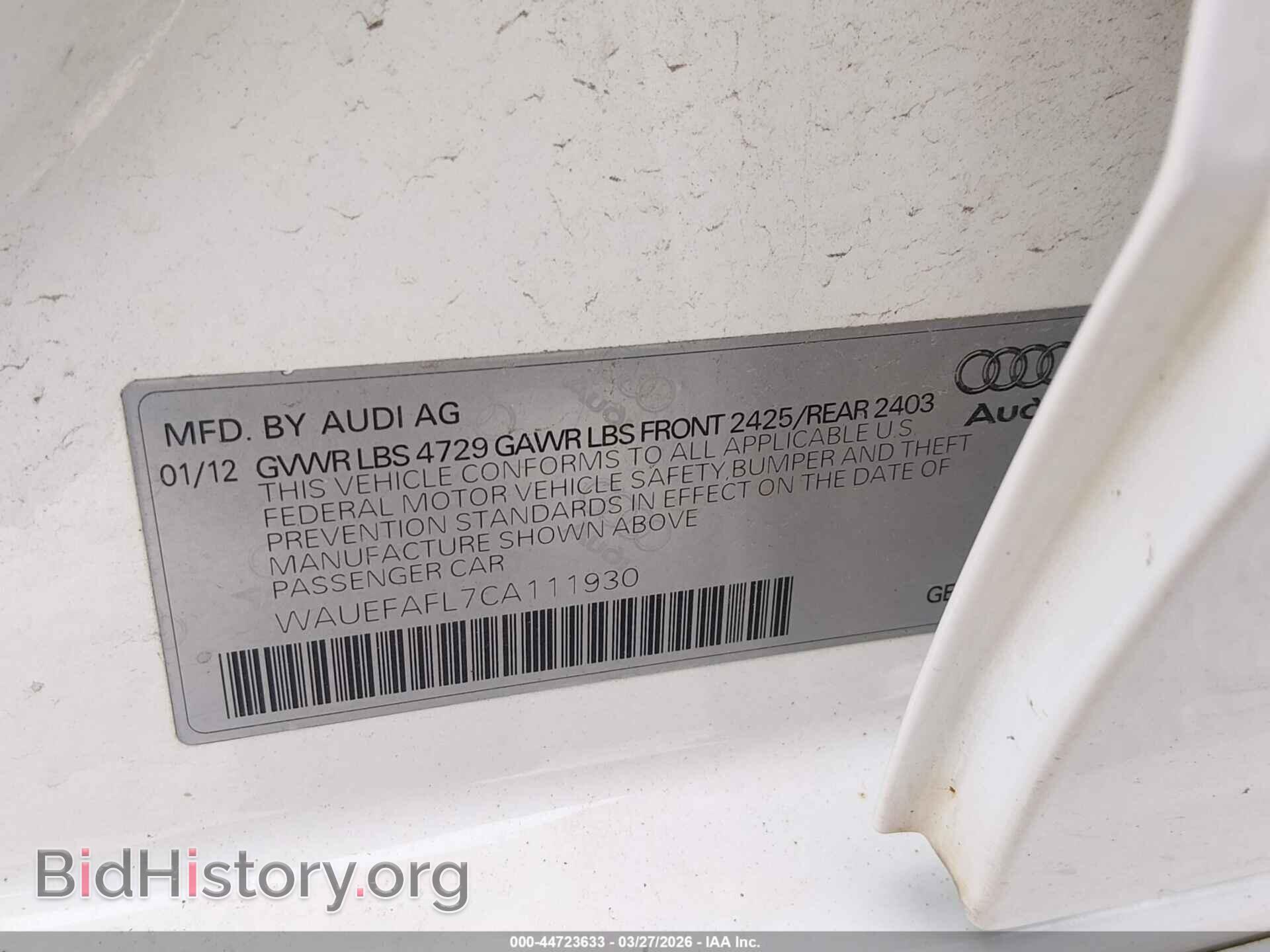 2012 AUDI A4 - VIN: WAUEFAFL7CA111930 - Фото 9