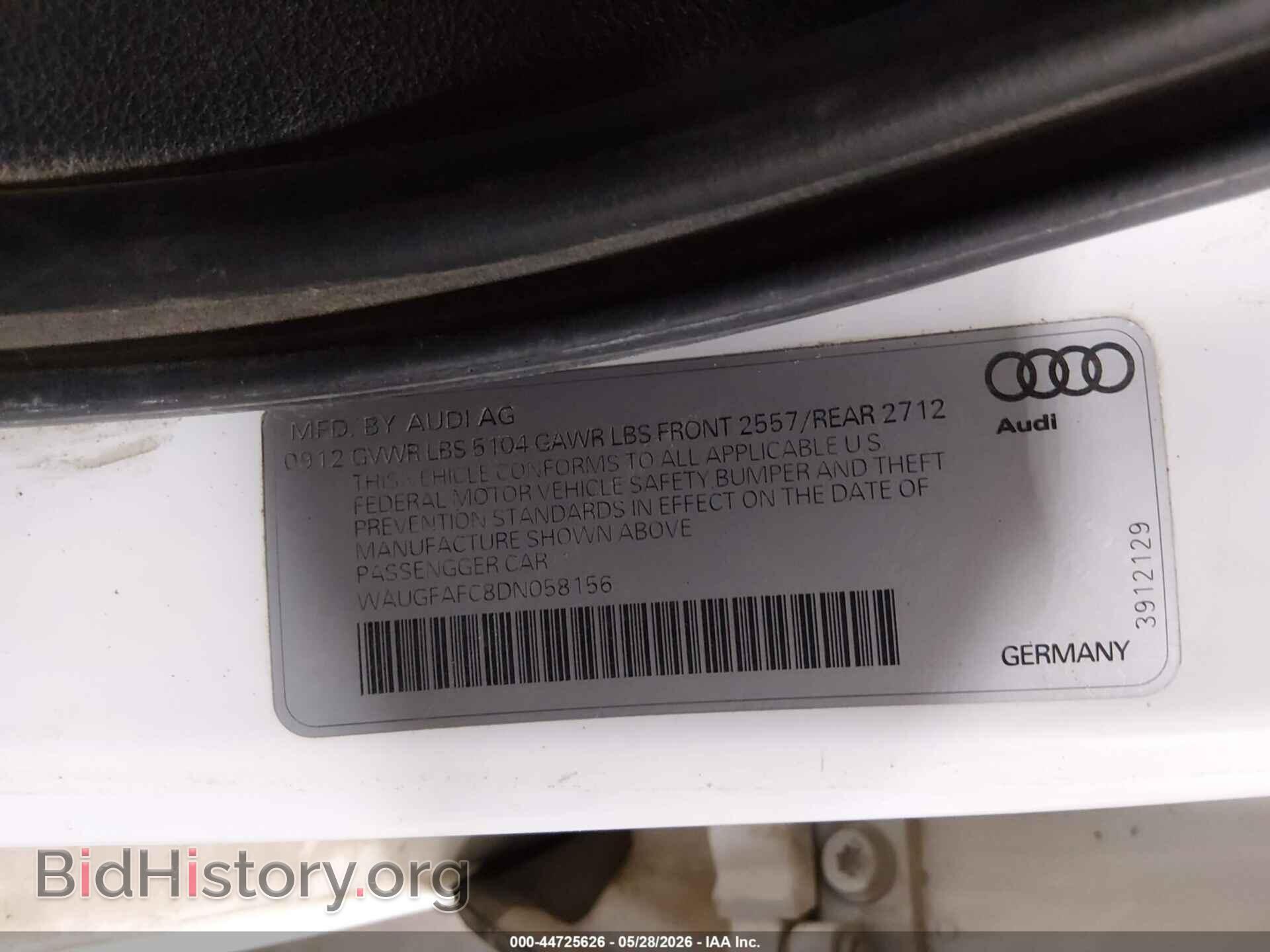 2013 AUDI A6 - VIN: WAUGFAFC8DN058156 - Фото 9