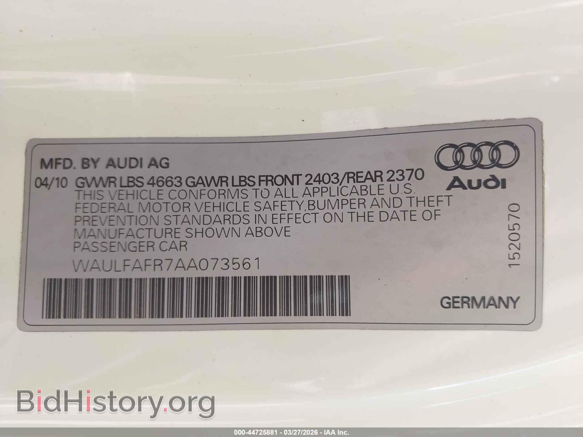 2010 AUDI A5 - VIN: WAULFAFR7AA073561 - Photo 9