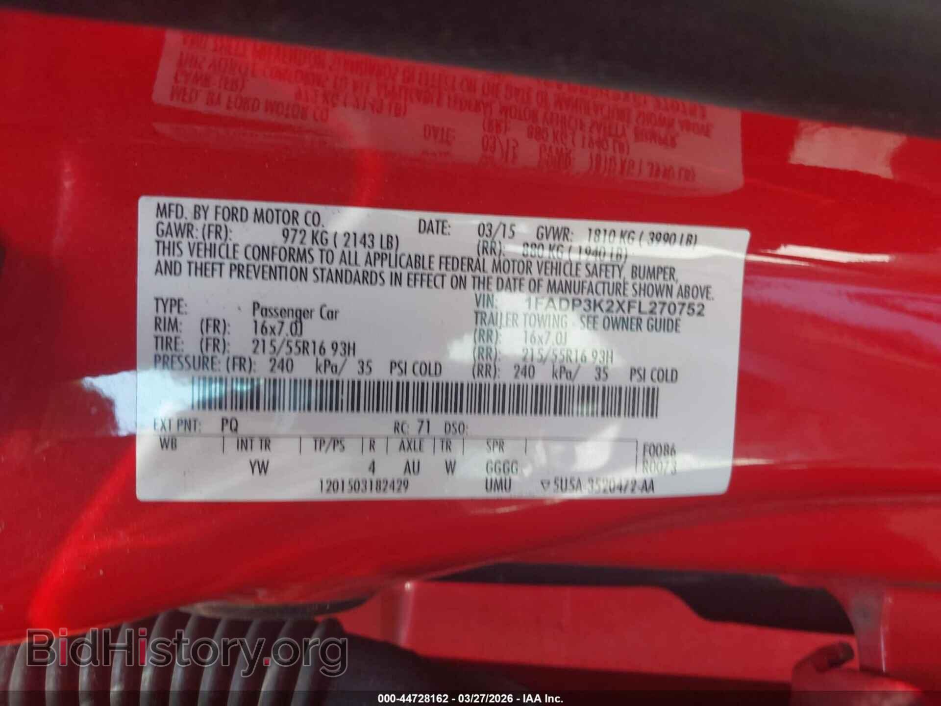 2015 FORD FOCUS - VIN: 1FADP3K2XFL270752 - Фото 9