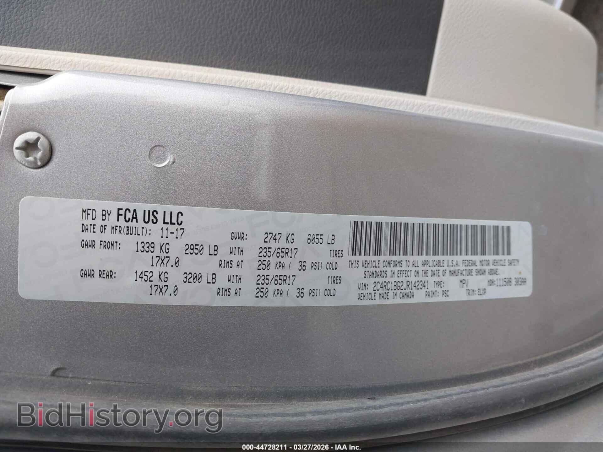 2018 CHRYSLER PACIFICA - VIN: 2C4RC1BG2JR142341 - Фото 9
