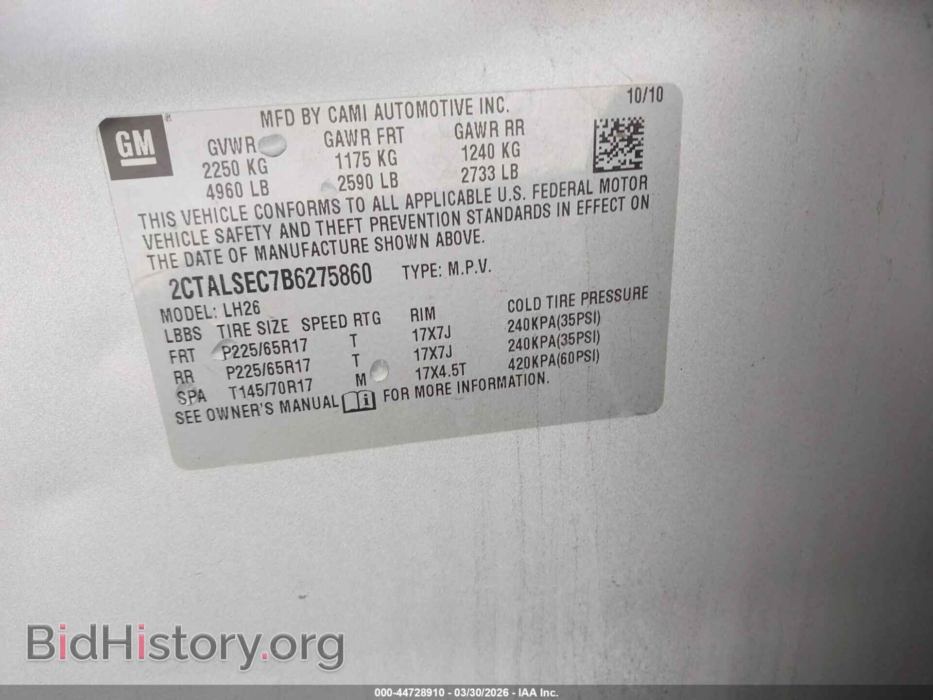 2011 GMC TERRAIN - VIN: 2CTALSEC7B6275860 - Photo 9