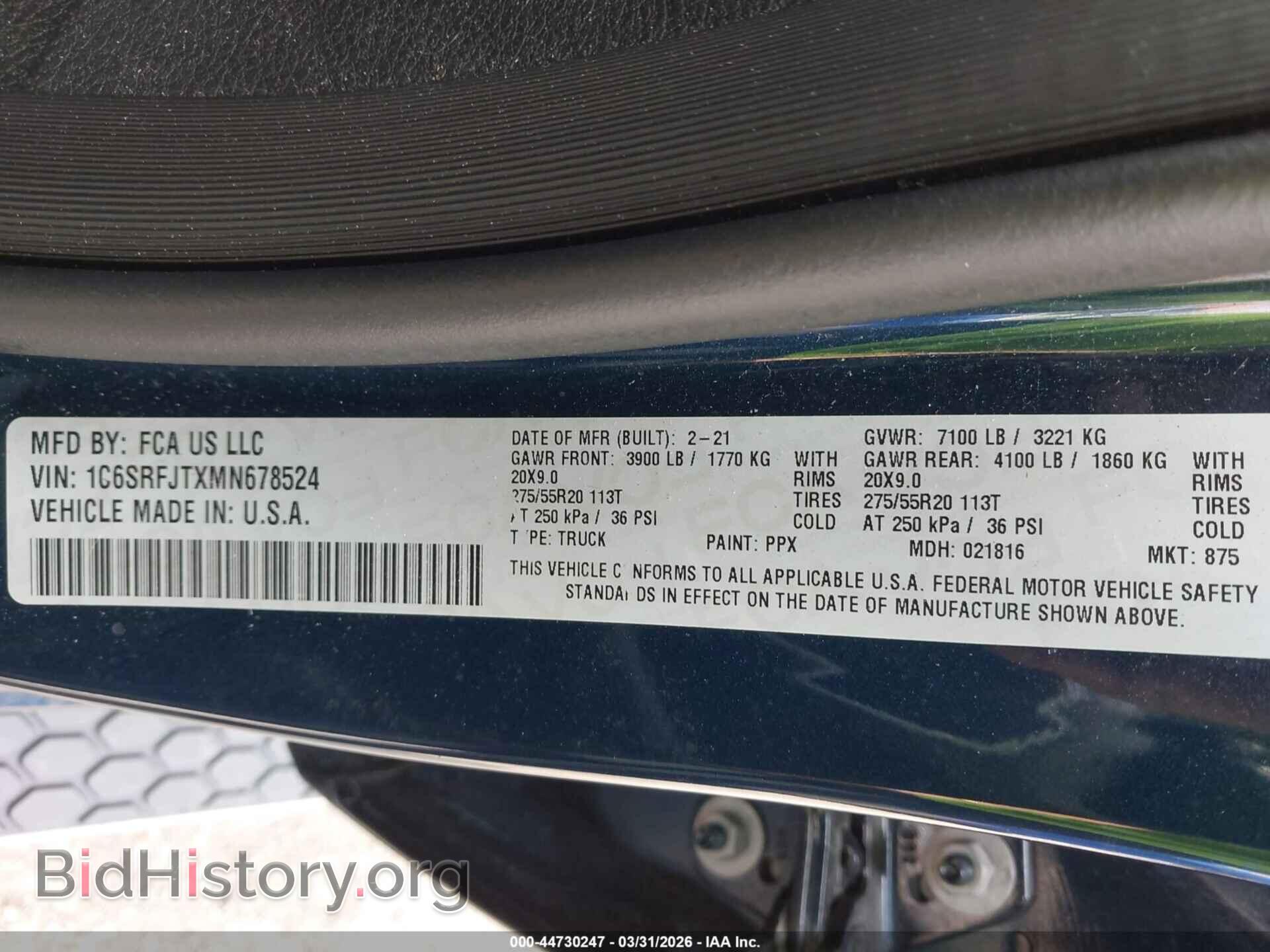 2021 RAM 1500 - VIN: 1C6SRFJTXMN678524 - Фото 9