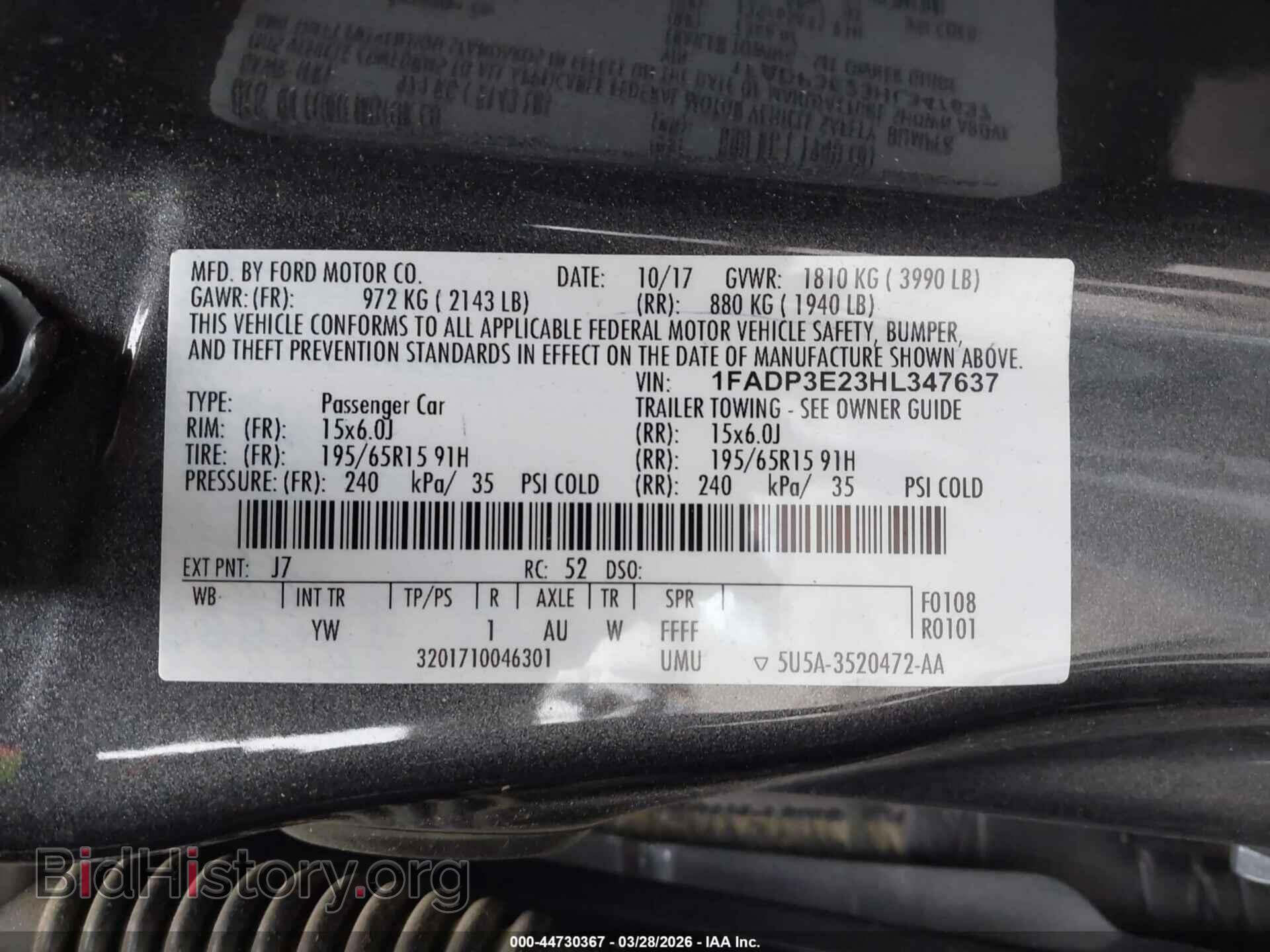2017 FORD FOCUS - VIN: 1FADP3E23HL347637 - Фото 9