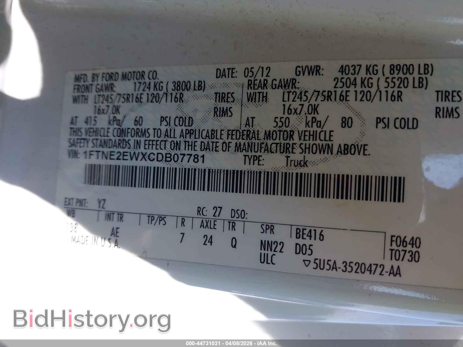 2012 FORD E-250 - VIN: 1FTNE2EWXCDB07781 - Фото 9