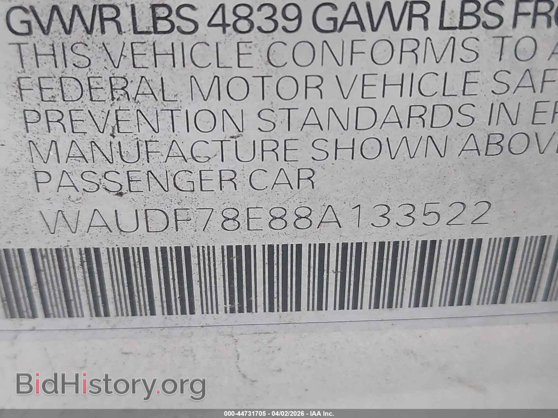 2008 AUDI A4 - VIN: WAUDF78E88A133522 - Фото 9