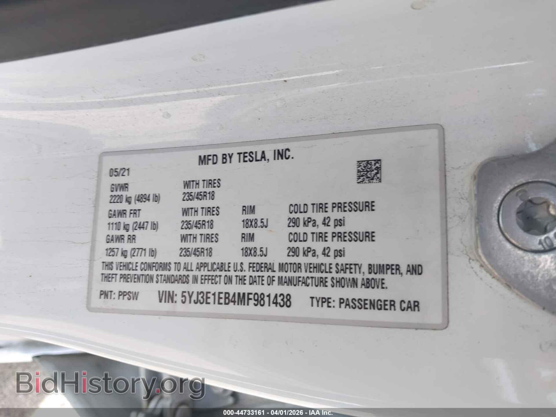 2021 TESLA MODEL 3 - VIN: 5YJ3E1EB4MF981438 - Фото 9