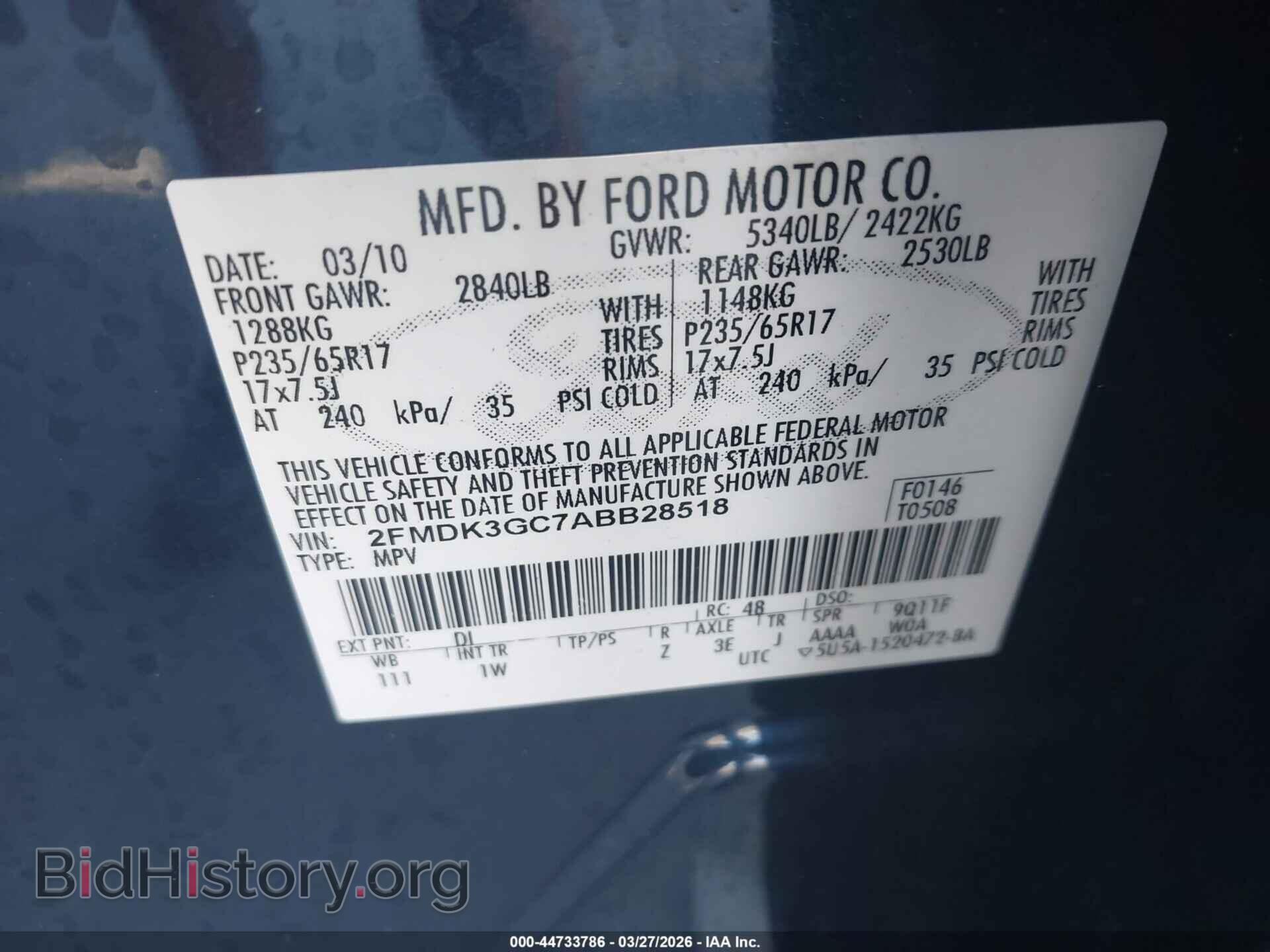 2010 FORD EDGE - VIN: 2FMDK3GC7ABB28518 - Фото 9