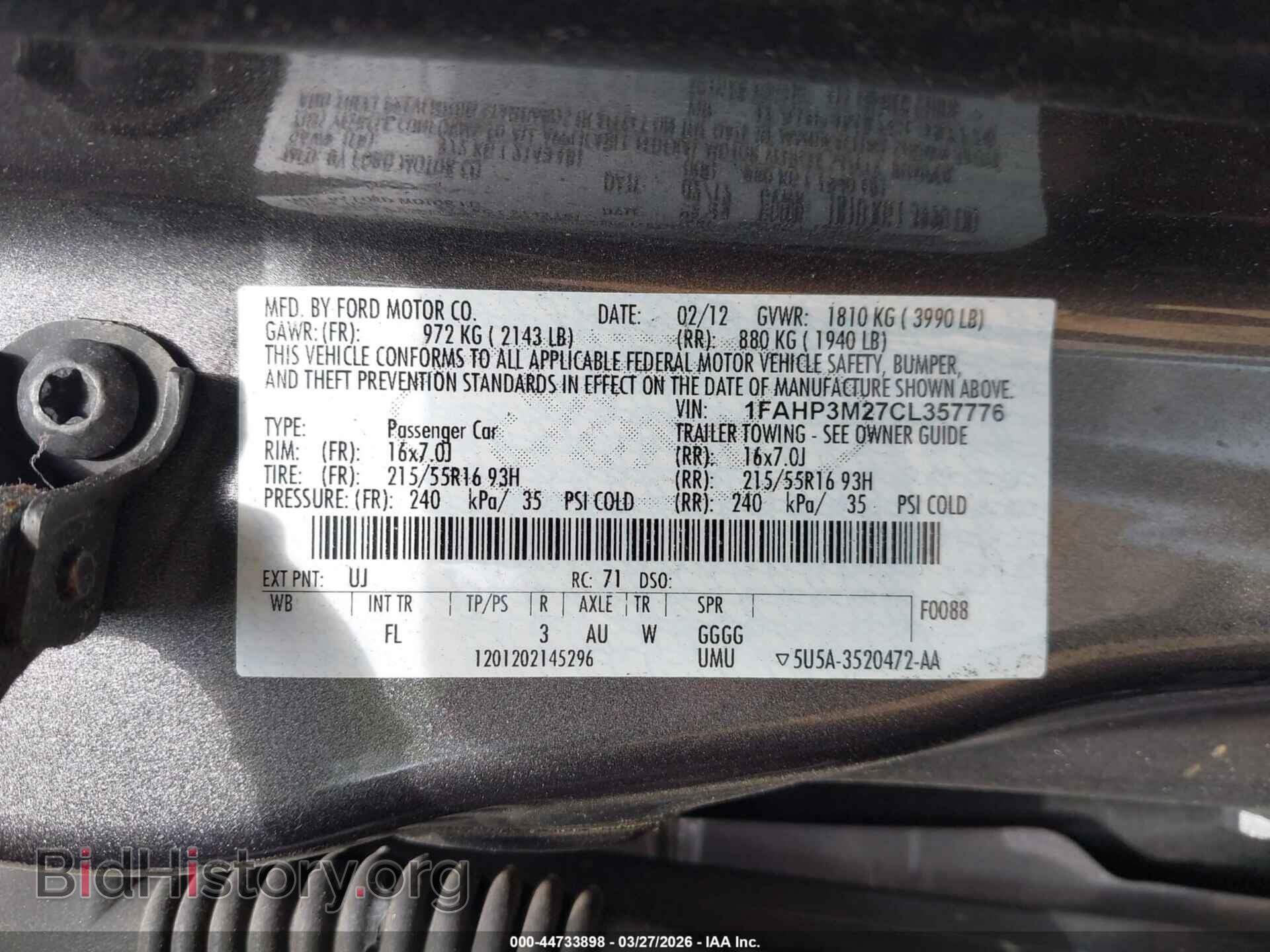 2012 FORD FOCUS - VIN: 1FAHP3M27CL357776 - Фото 9