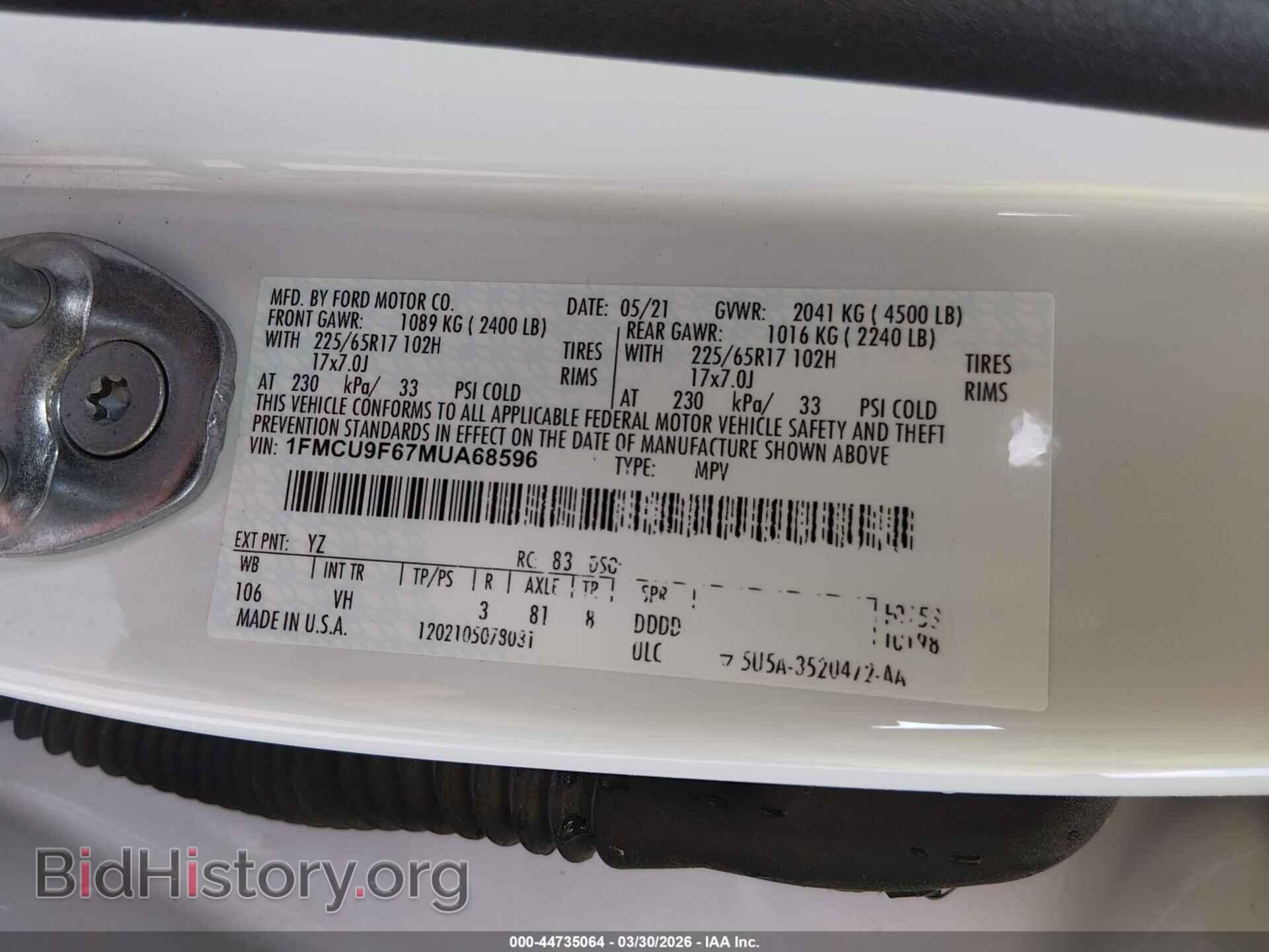 2021 FORD ESCAPE - VIN: 1FMCU9F67MUA68596 - Фото 9